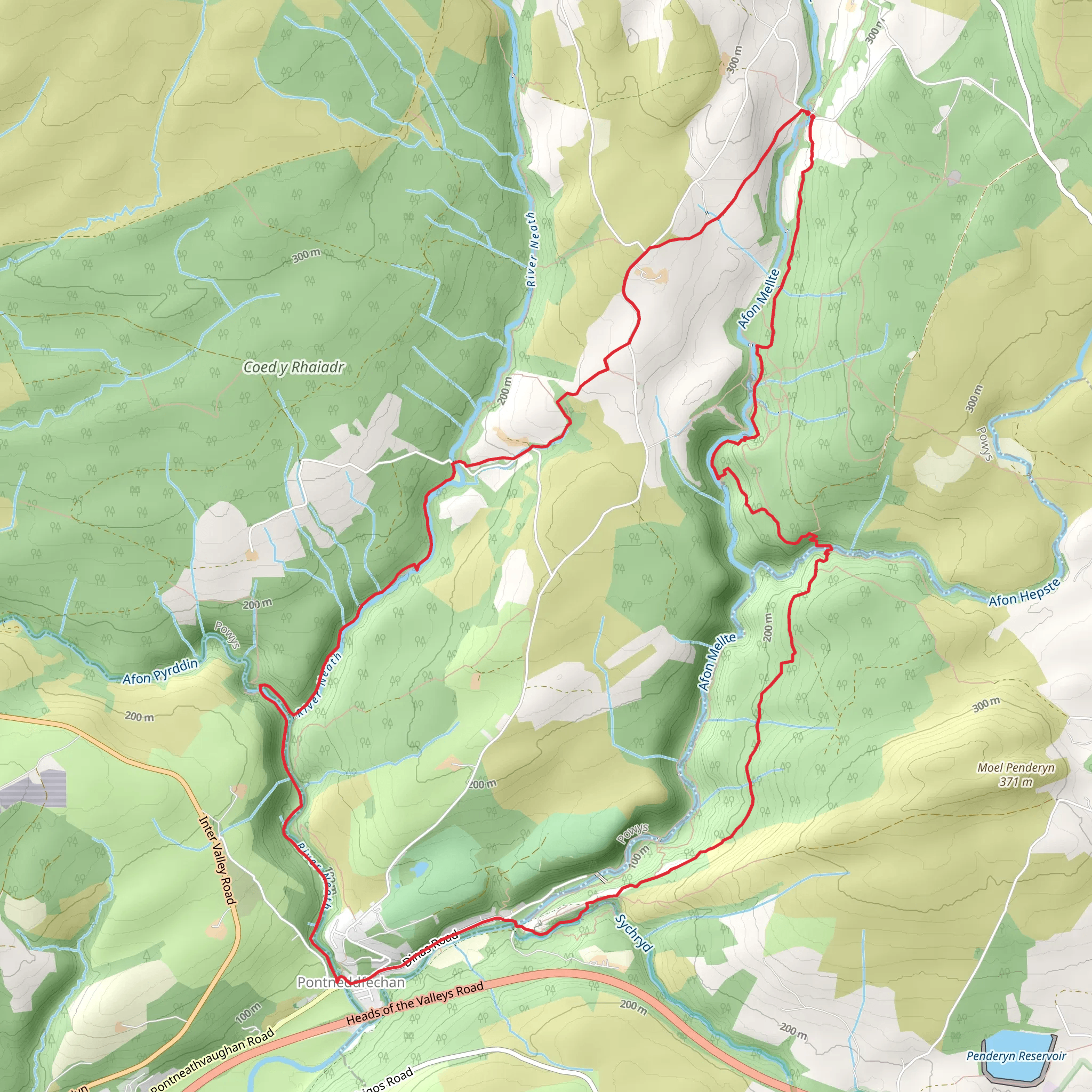 Waterfalls Walk from near Ystradfellte mobile static map