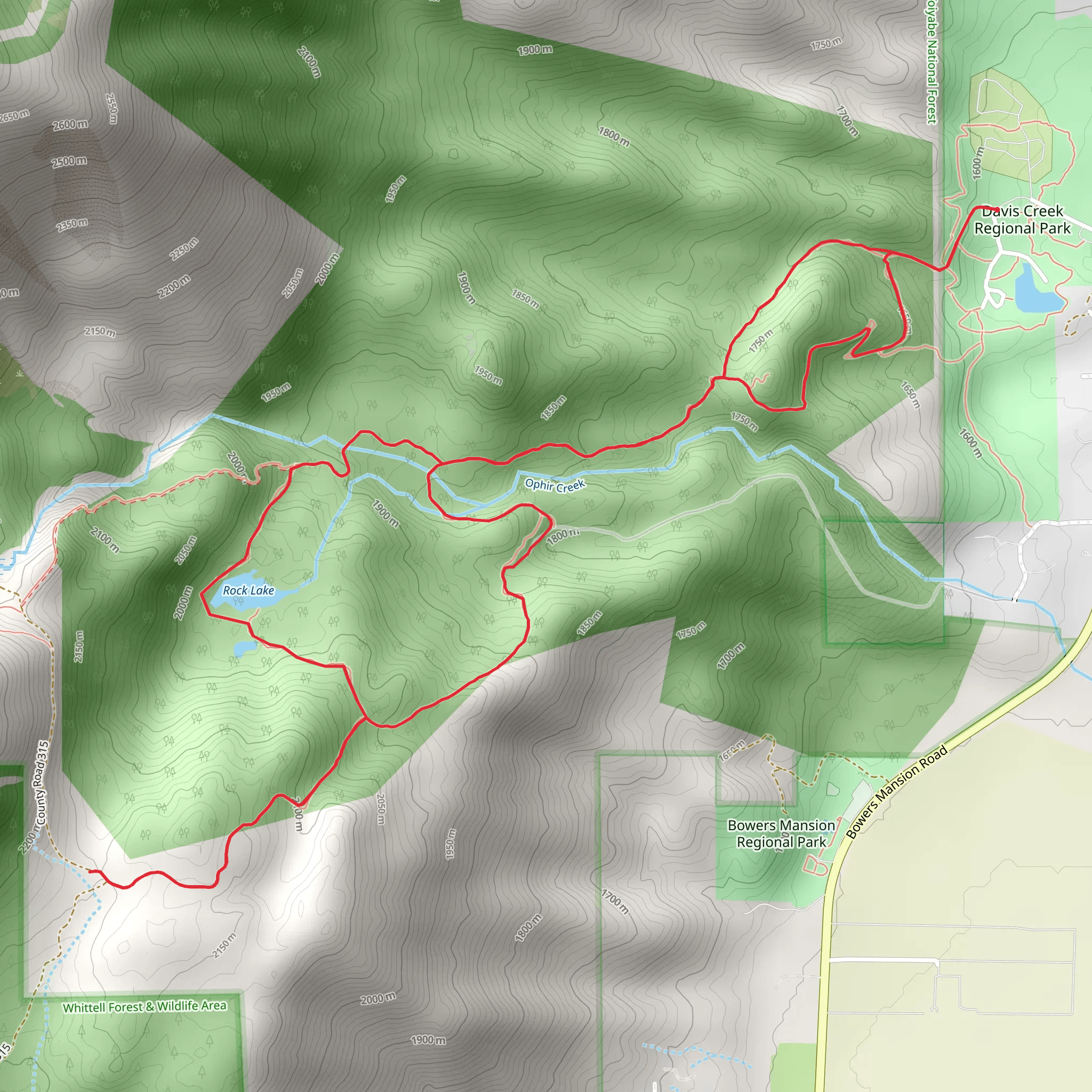 Ophir Creek Trail mobile static map