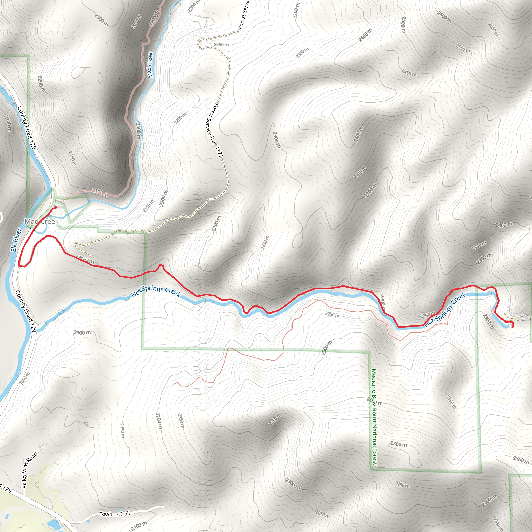 Strawberry Park Hot Springs via Hot Springs Trail mobile static map