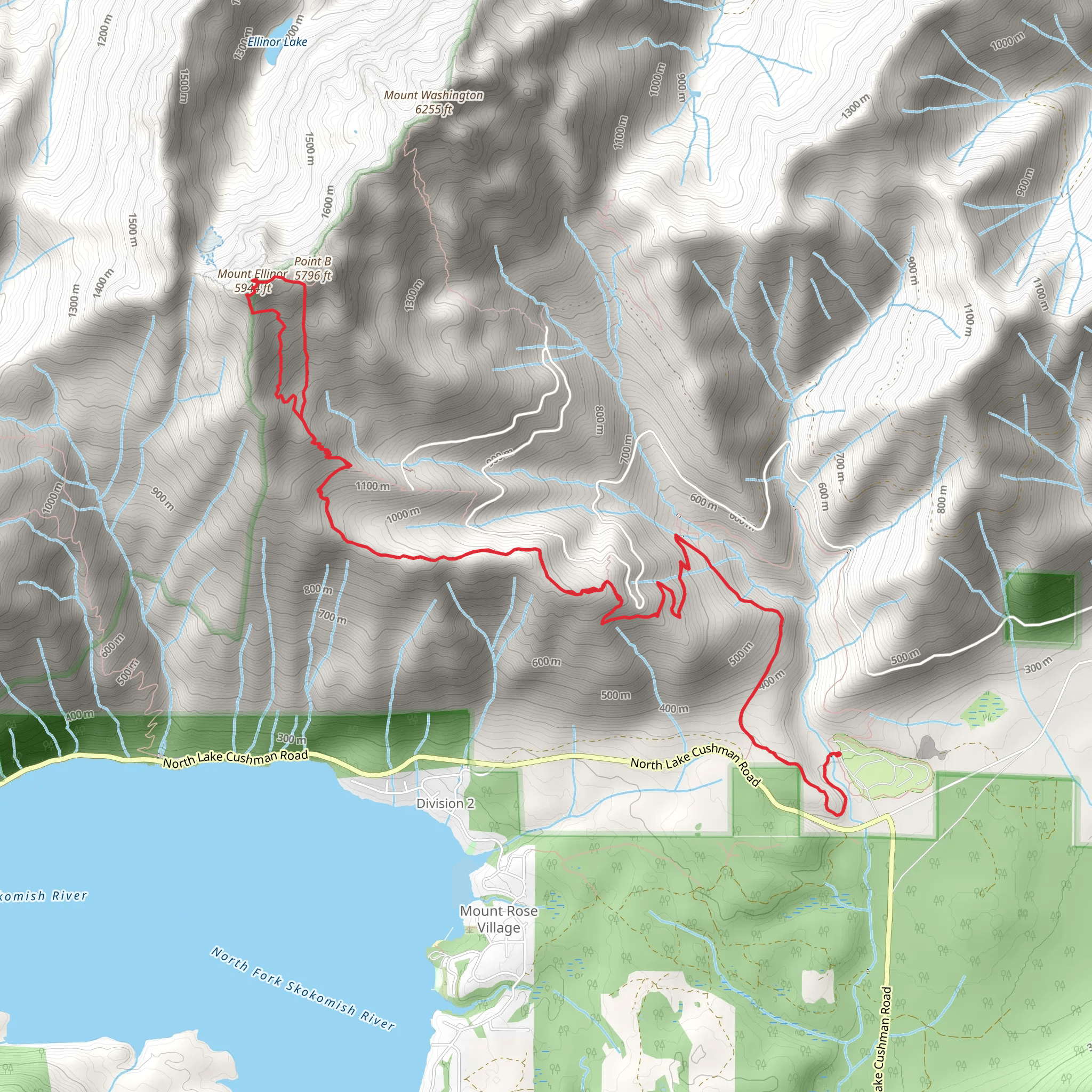 Mount Ellinor Trail and Mount Ellinor Winter Route mobile static map