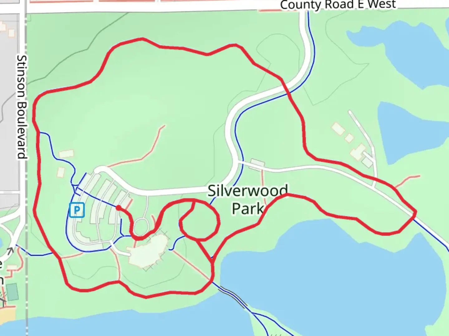 An image depicting the trail Silver Lake North Loop and its surrounding area.