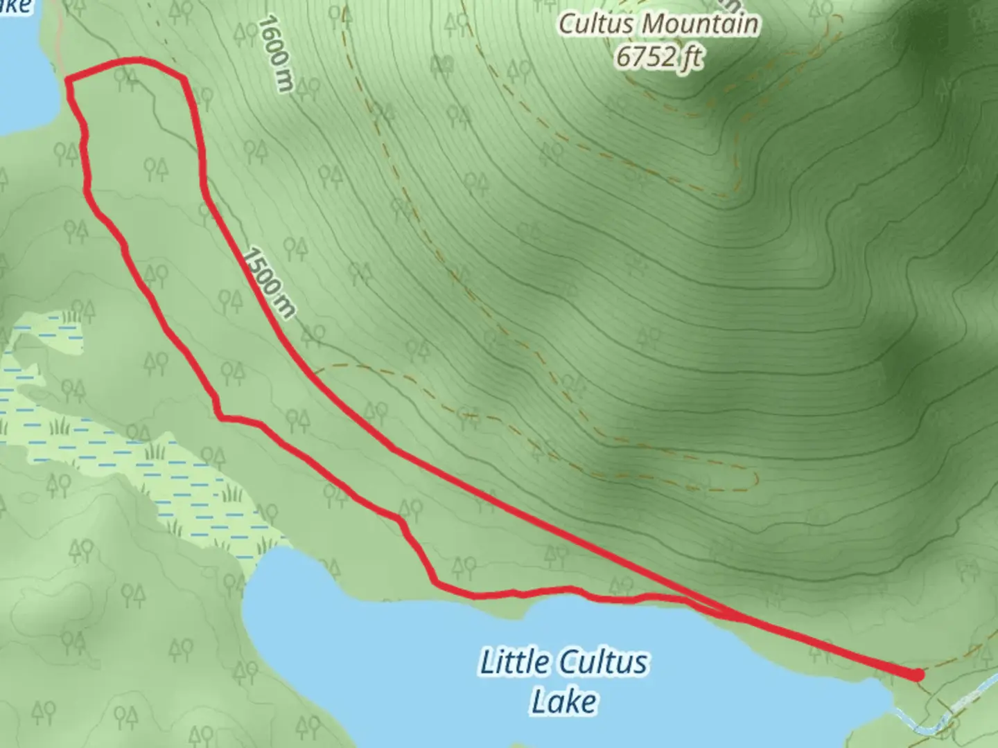 An image depicting the trail Little Cultus Lake - Deer Lake Loop and its surrounding area.