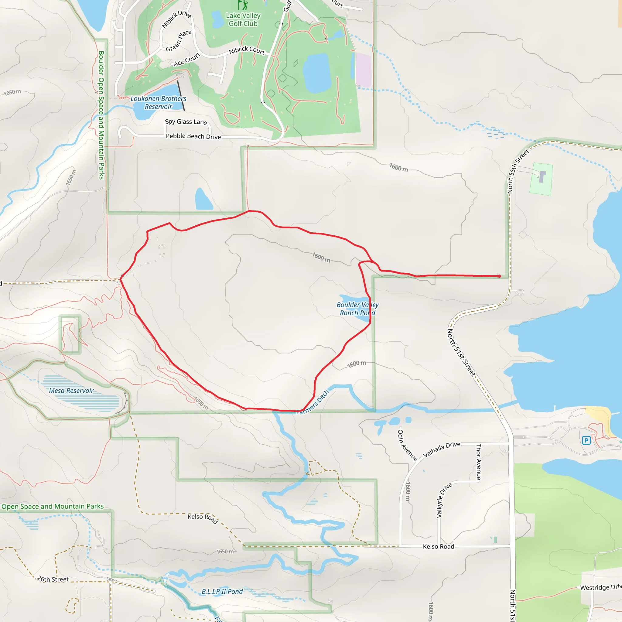 Boulder Valley Ranch Pond Loop mobile static map