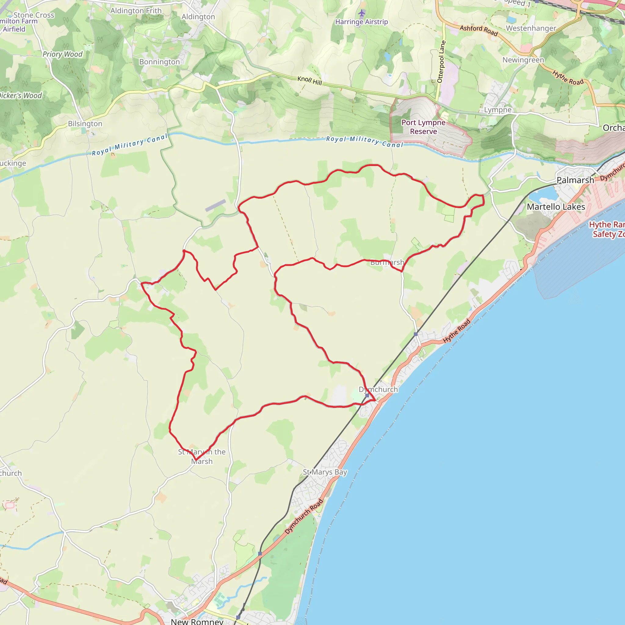 Newchurch to Dymchurch and Burmash Loop mobile static map