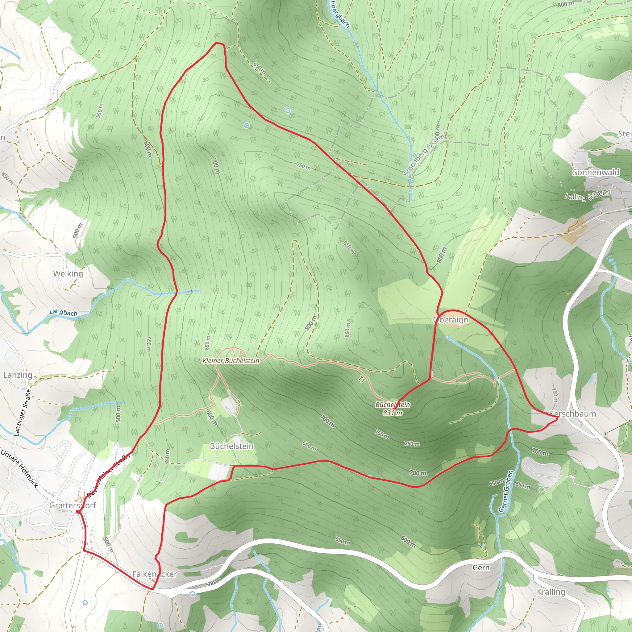 Büchelstein Peak Loop from Grattersdorf mobile static map