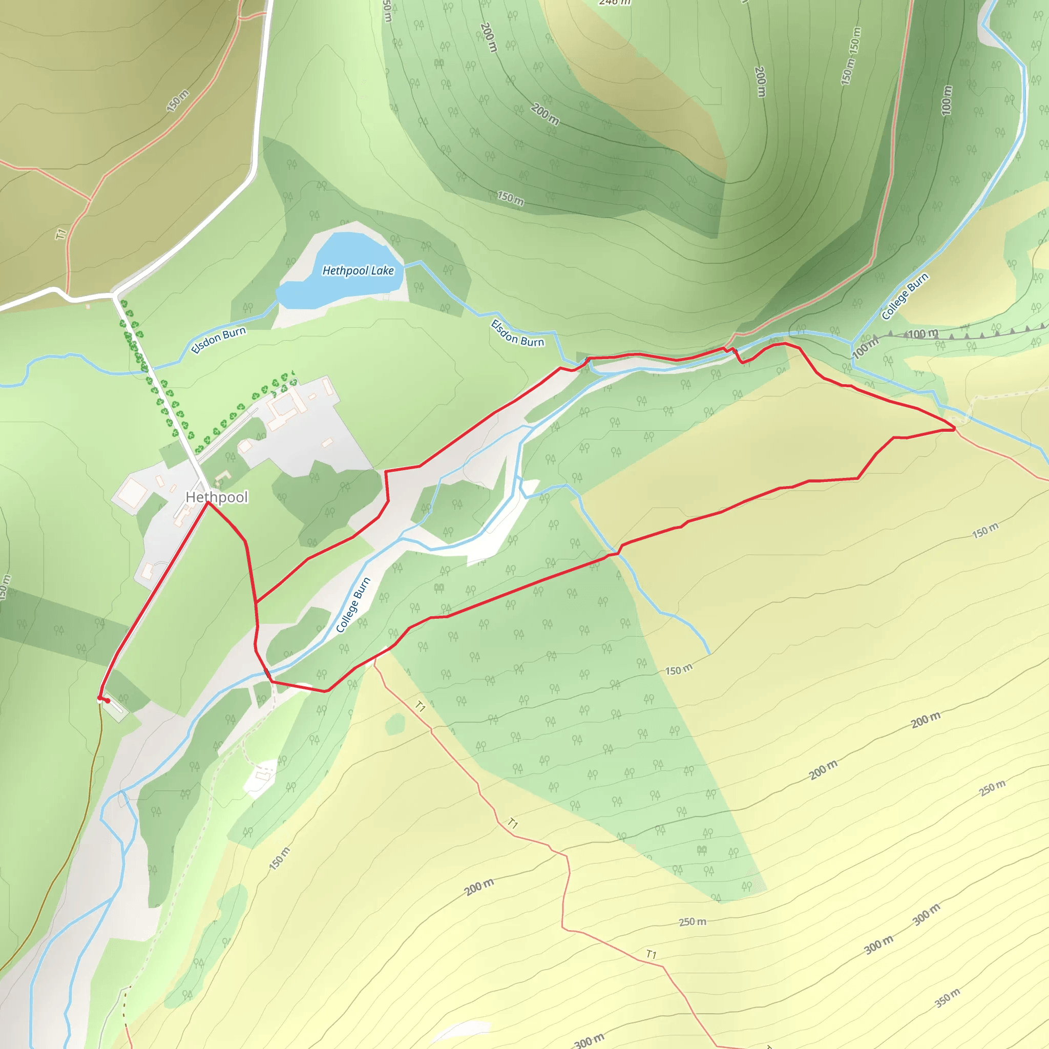College Burn Loop - Hethpool mobile static map