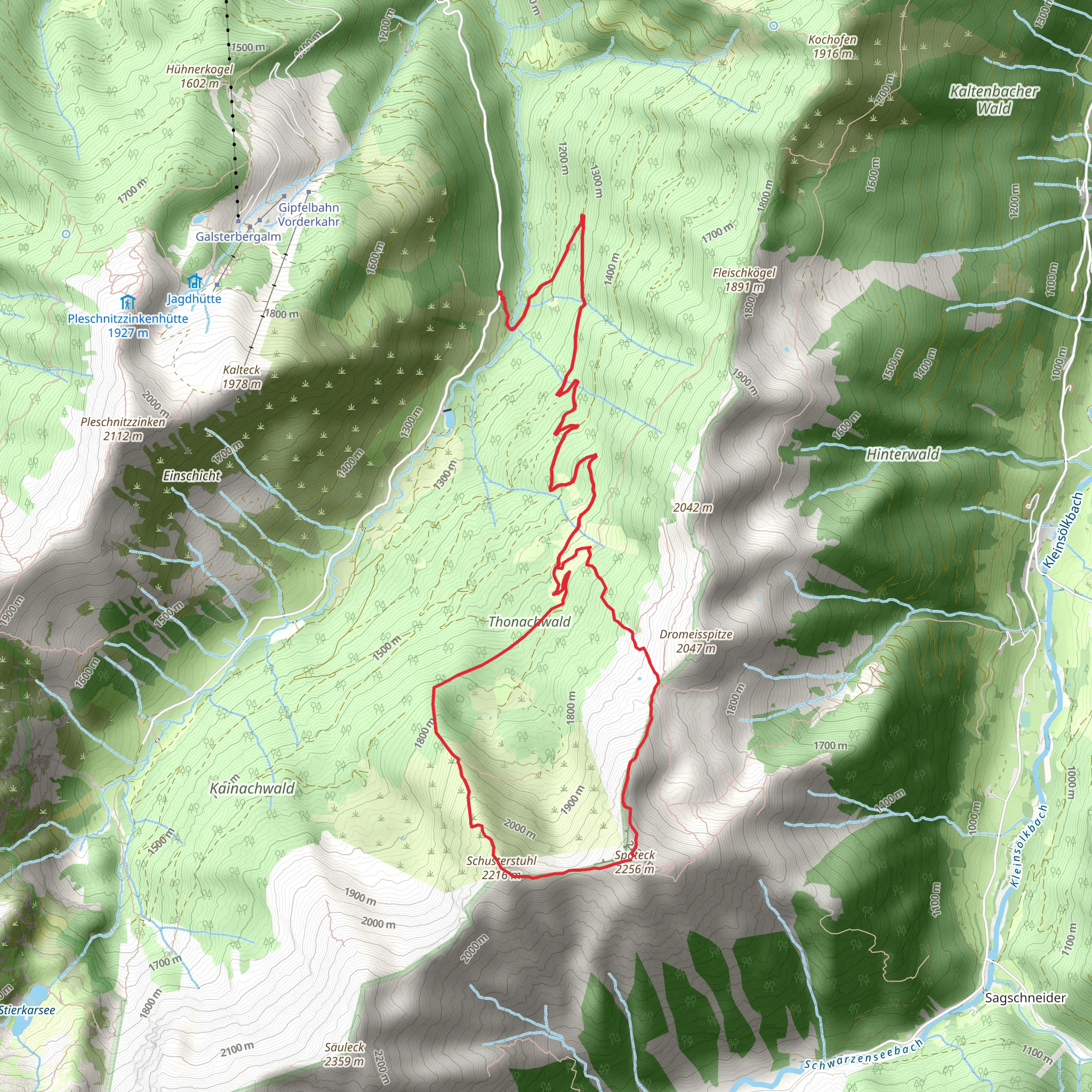Spateck and Schusterstuhl Peak Loop mobile static map