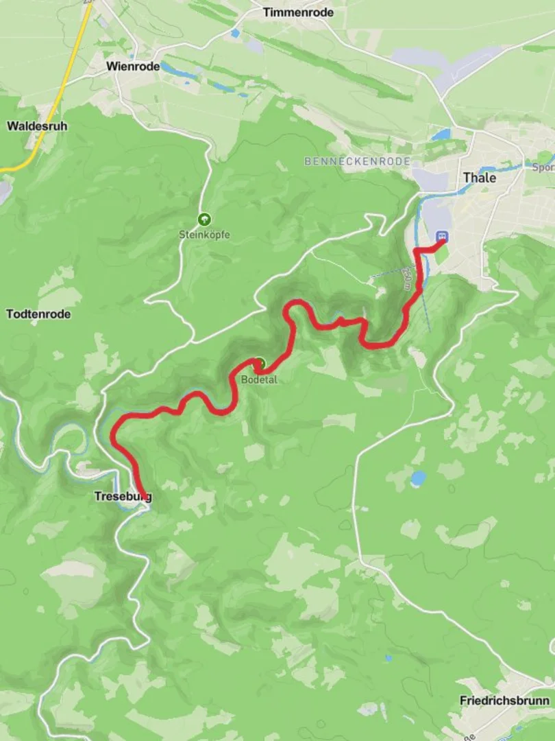 An image depicting the trail NSG Bodetal Walk from Thale and its surrounding area.