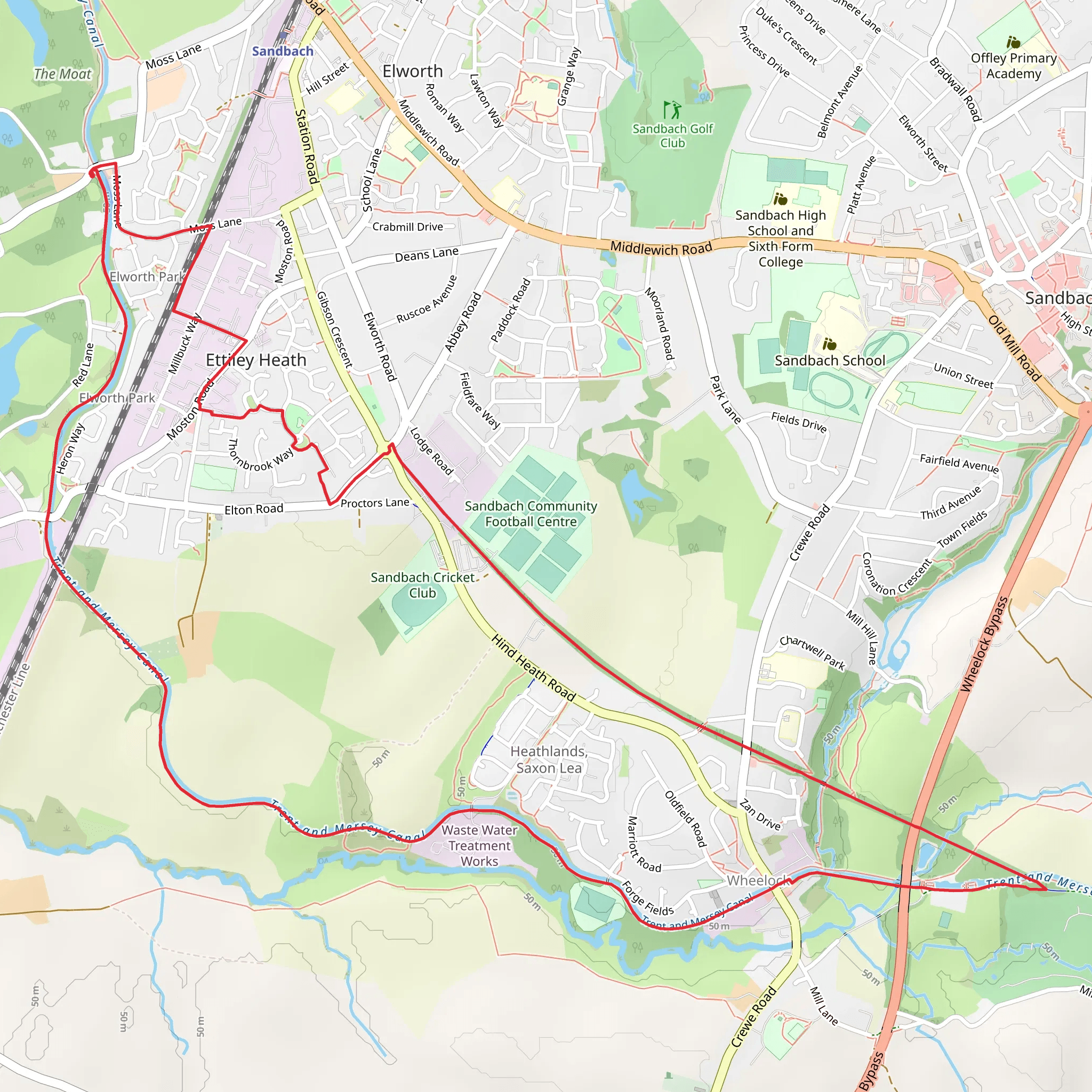 Wheelock Rail Trail and Trent and Mersey Canal Walk mobile static map