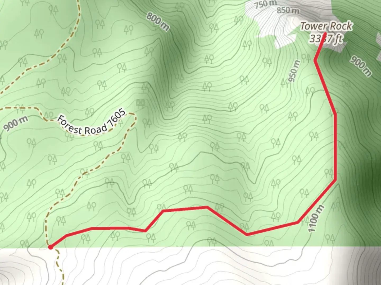 An image depicting the trail Tower Rock Trail and its surrounding area.