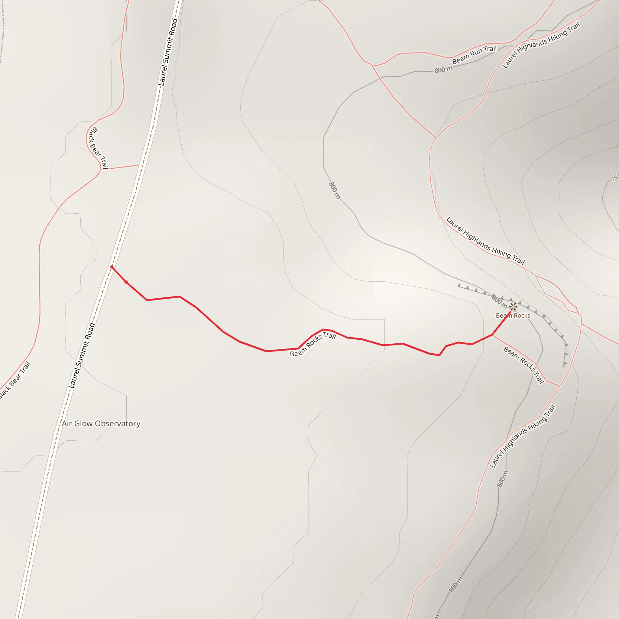 Beam Rocks Trail mobile static map