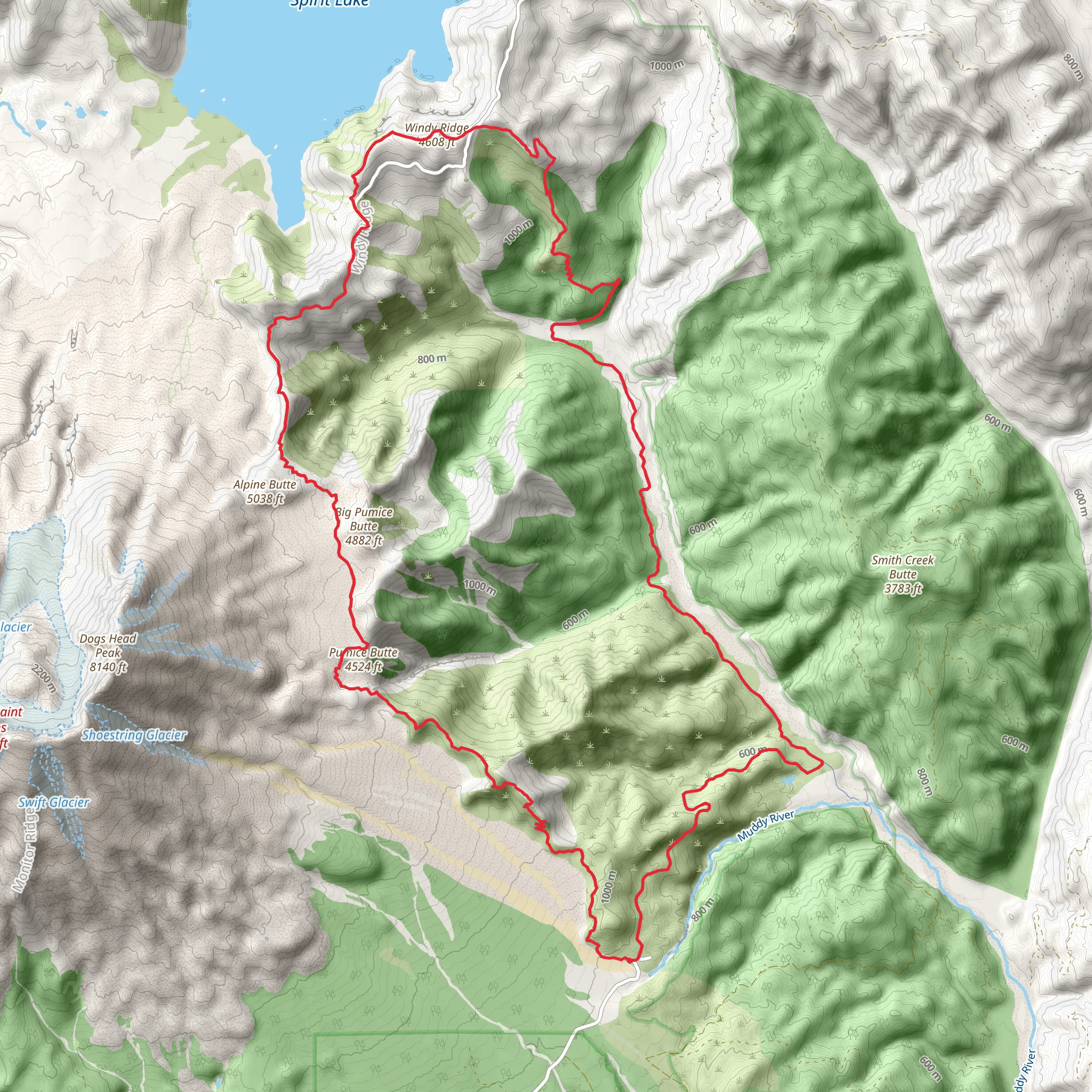 Loowit Trail and Smith Creek Trail mobile static map
