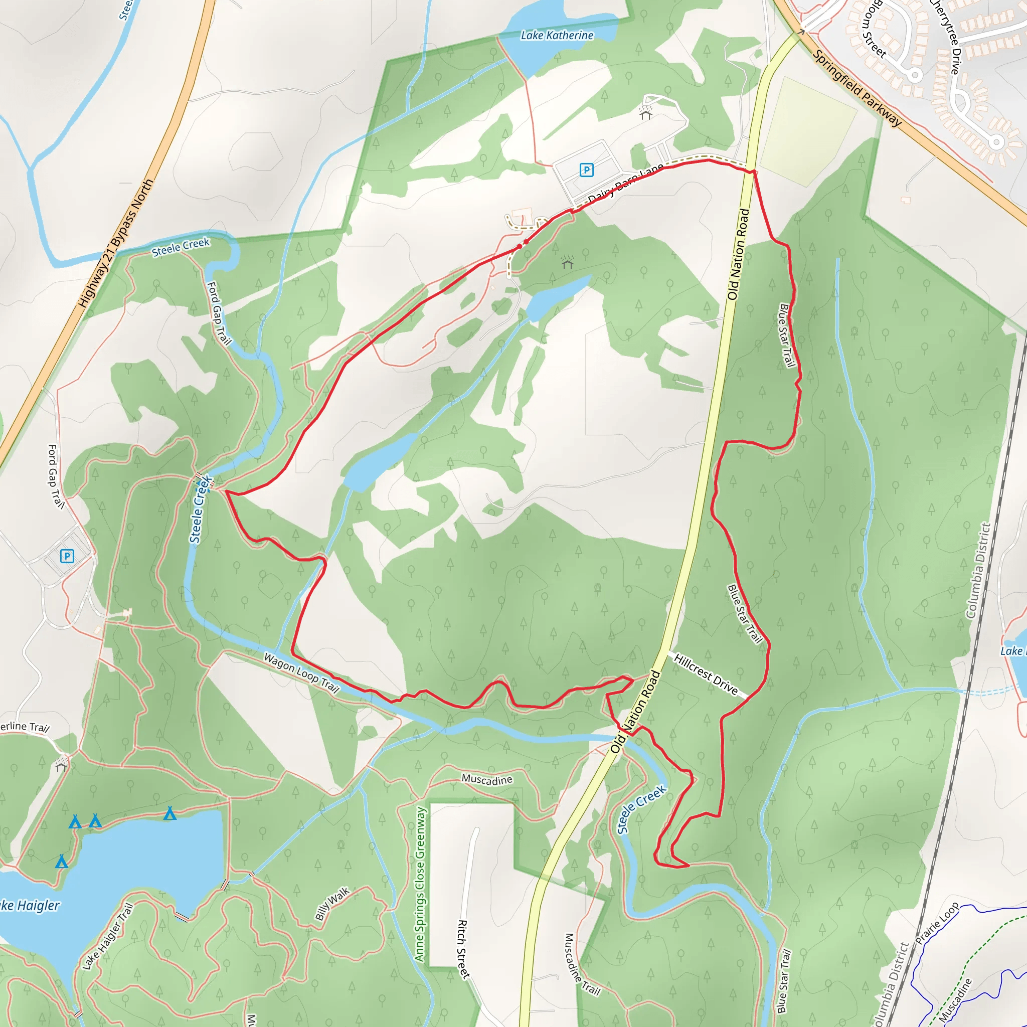 North Steele Creek Trail and Blue Star Loop Trail mobile static map