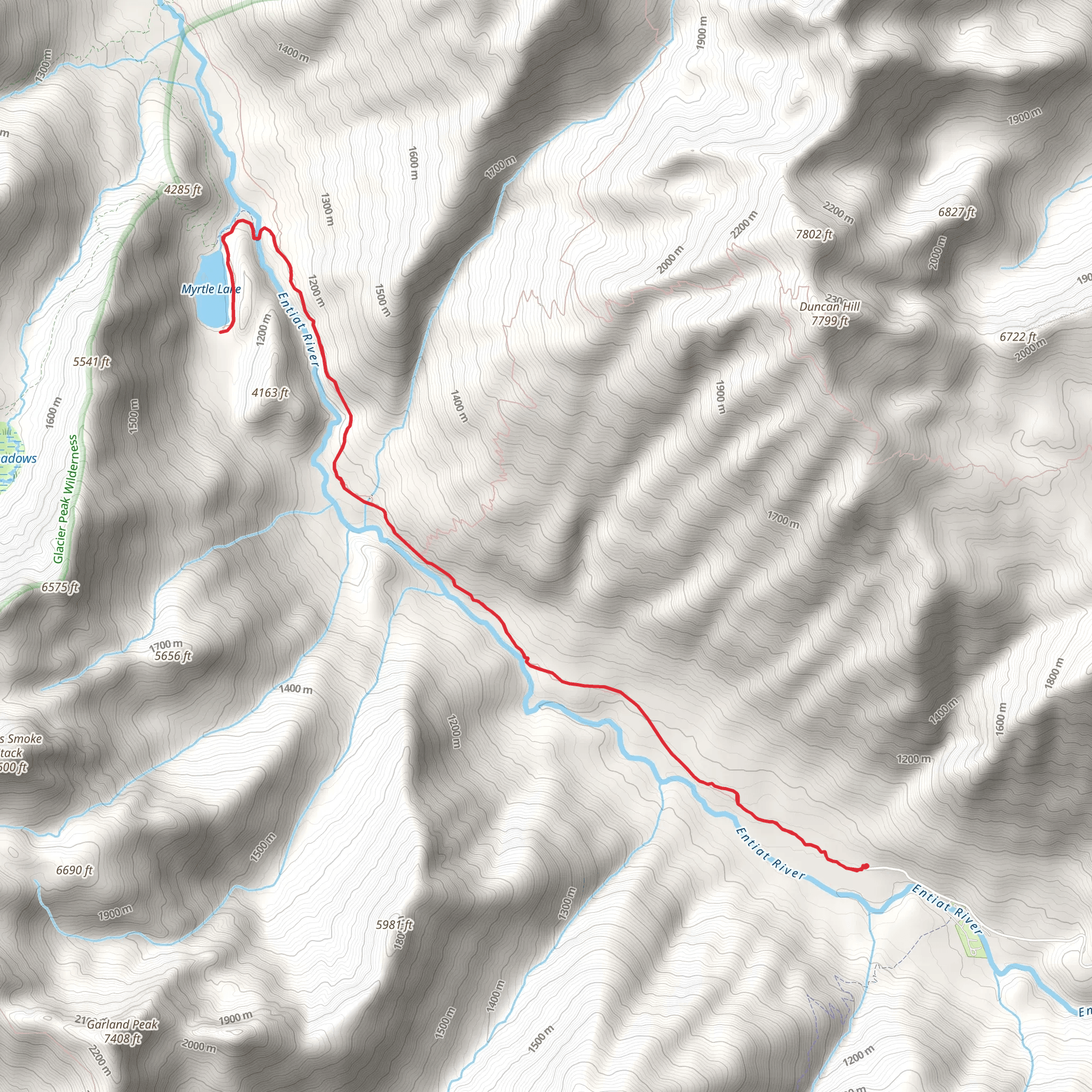 Myrtle Lake via Ice Creek Trail mobile static map