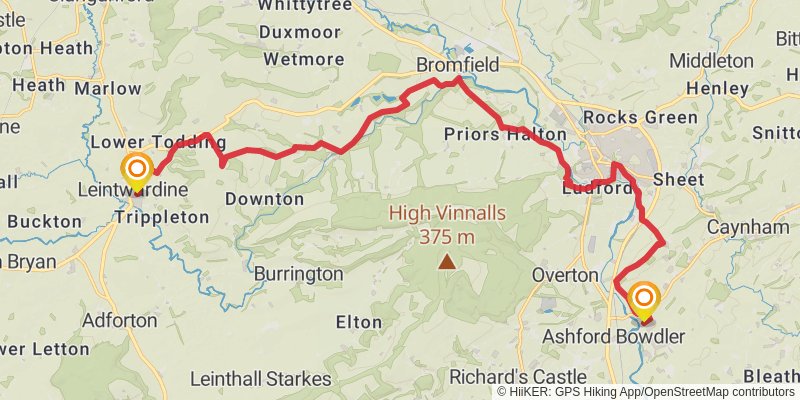 Riverside Walk from Aymestrey stage 2 Map