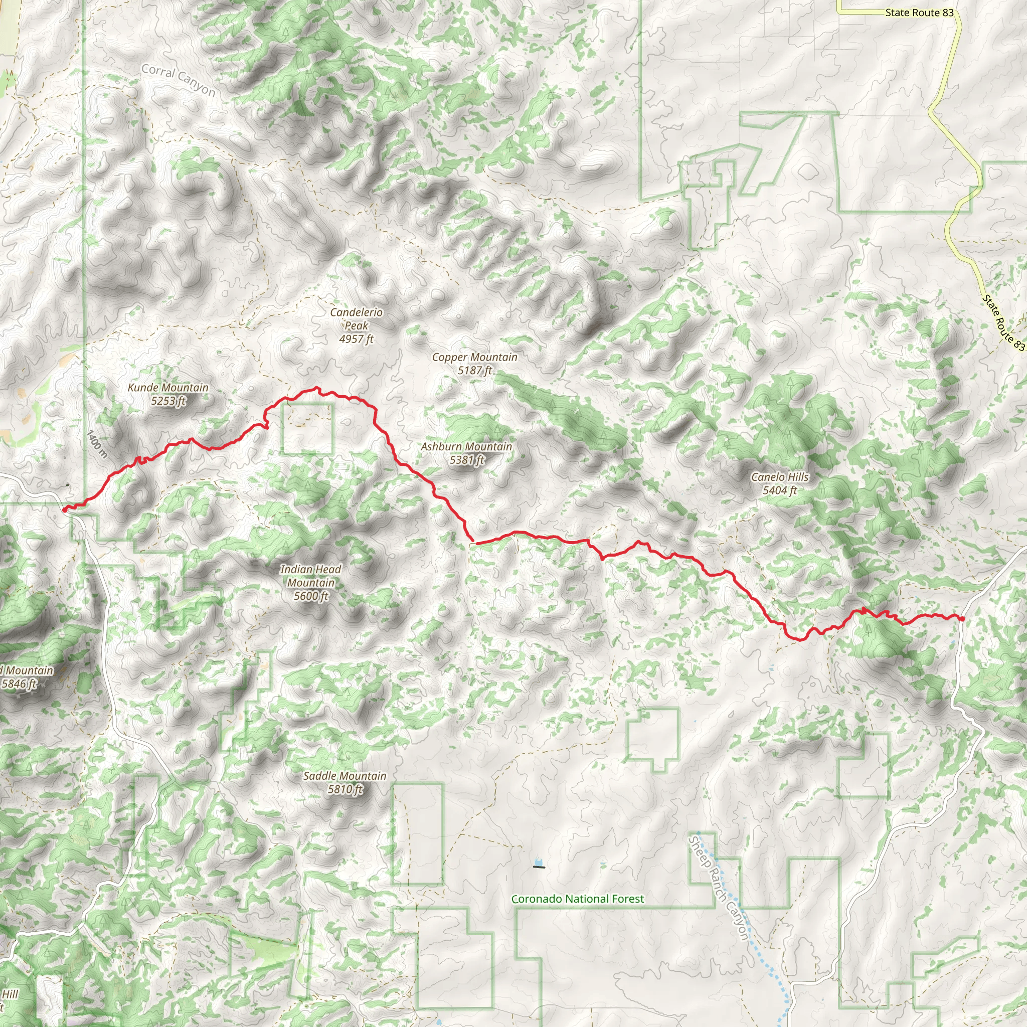 Arizona Trail - Passage 2 - Canelo Hills West Trail mobile static map