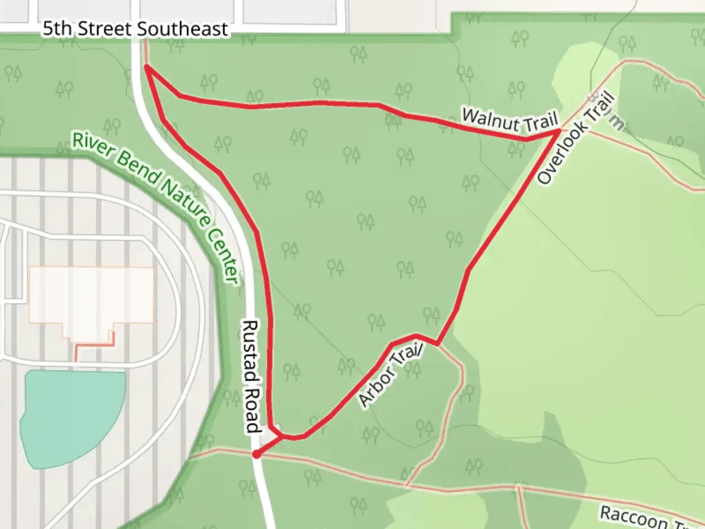 An image depicting the trail Arbor and Walnut Loop Trail and its surrounding area.