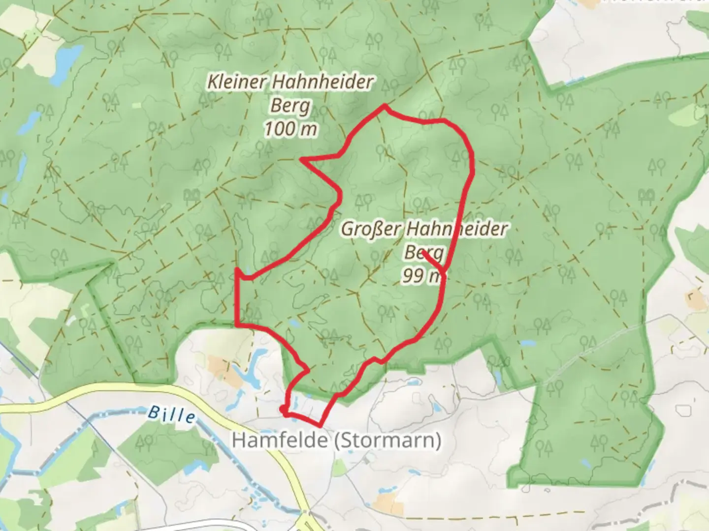 An image depicting the trail Großer Hahnheider Berg Loop and its surrounding area.