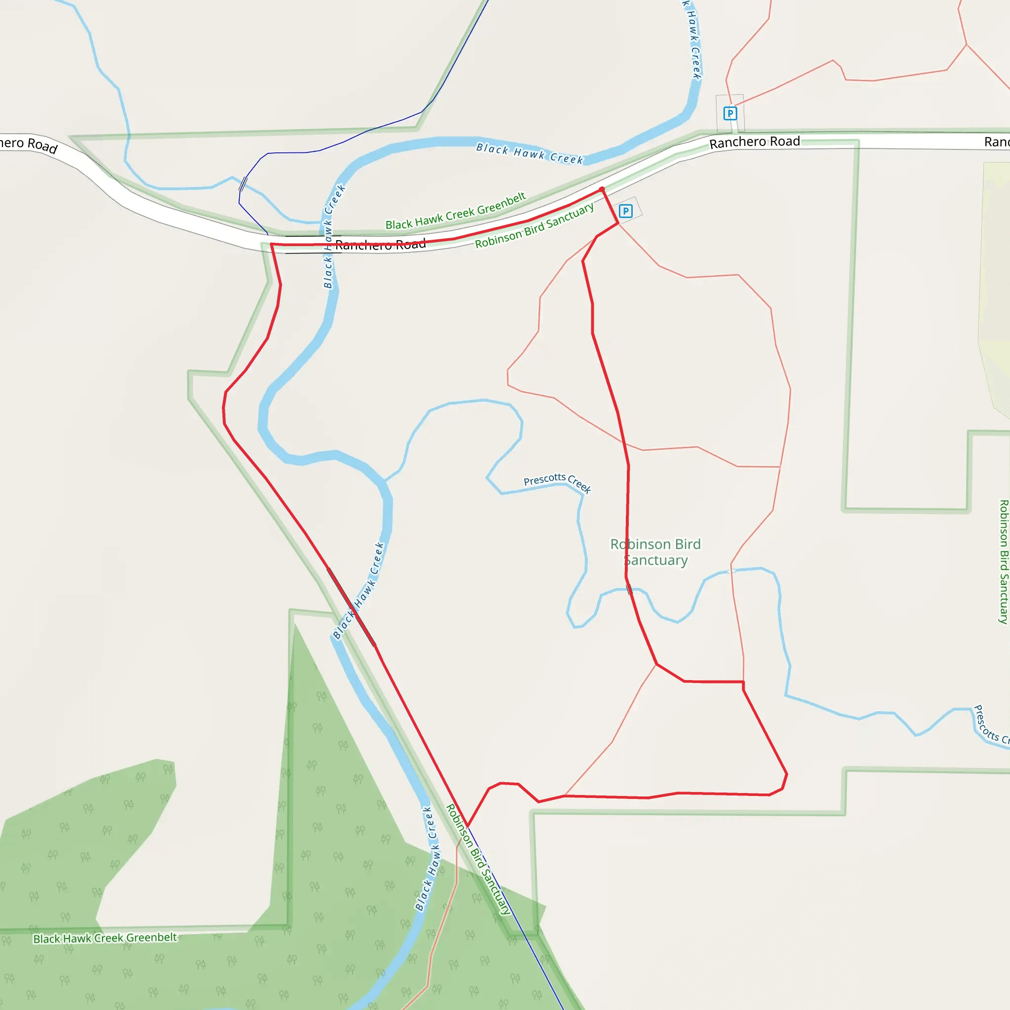 Prescotts Creek and Black Hawk Creek Loop mobile static map