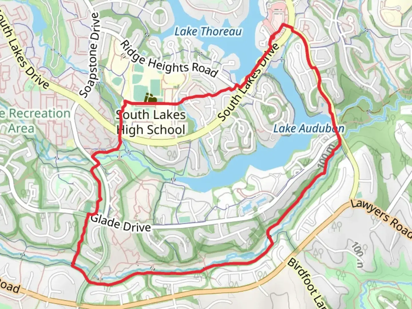 An image depicting the trail Lake Thoreau and Lake Audubon Loop and its surrounding area.