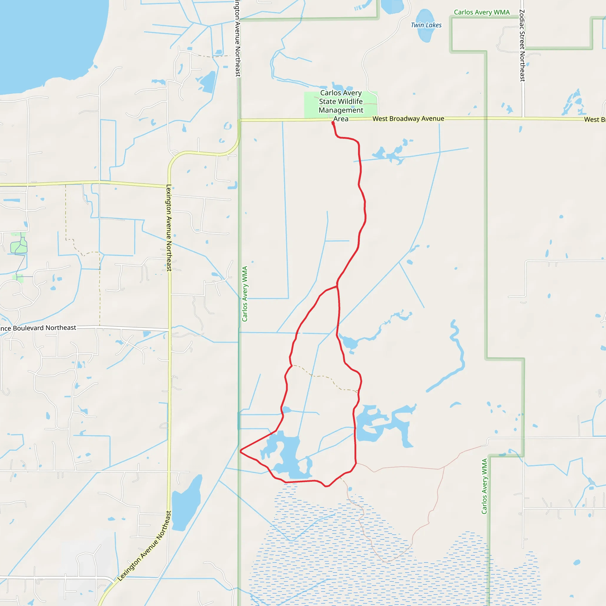 Carlos Avery State Wildlife Management Area Loop - South mobile static map