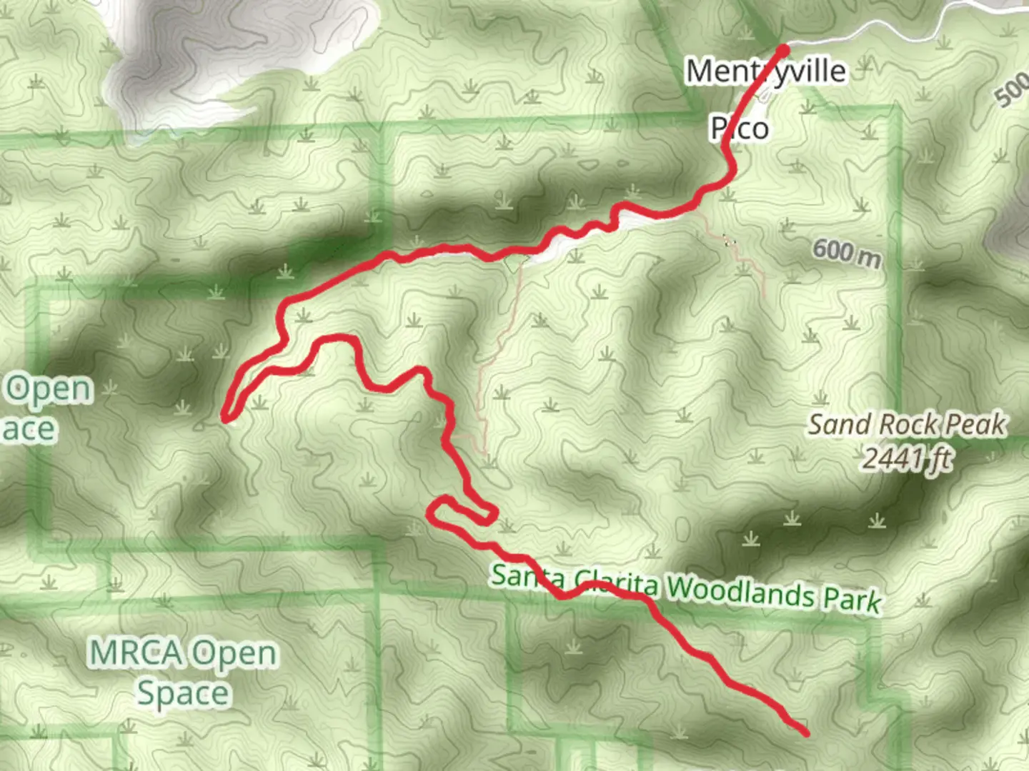 An image depicting the trail Pico Canyon Service Road and its surrounding area.