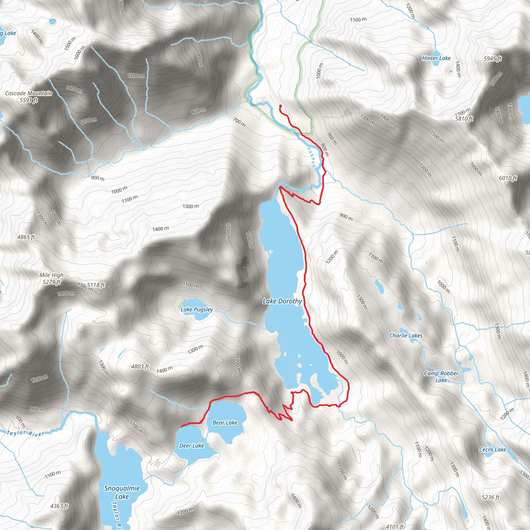 Deer Lake and Bear Lake via Lake Dorothy Trail mobile static map