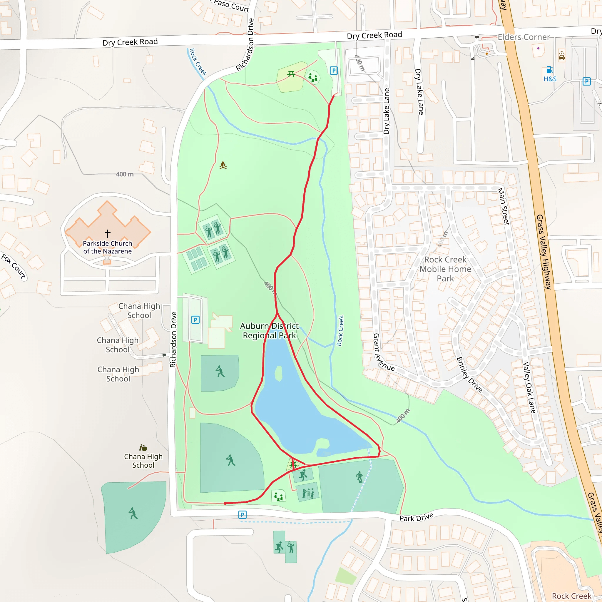 Auburn District Regional Park Loop mobile static map