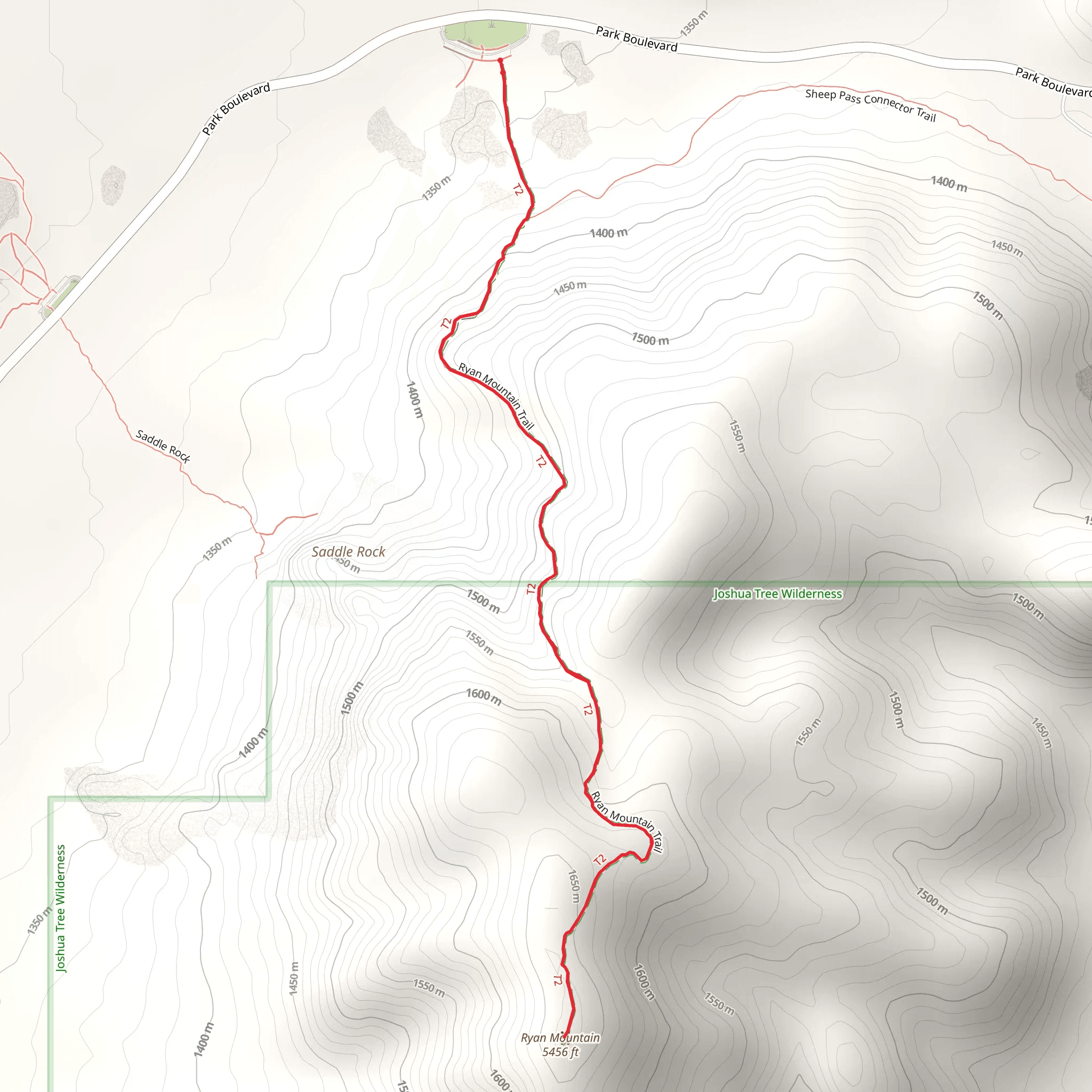 Ryan Mountain Trail mobile static map