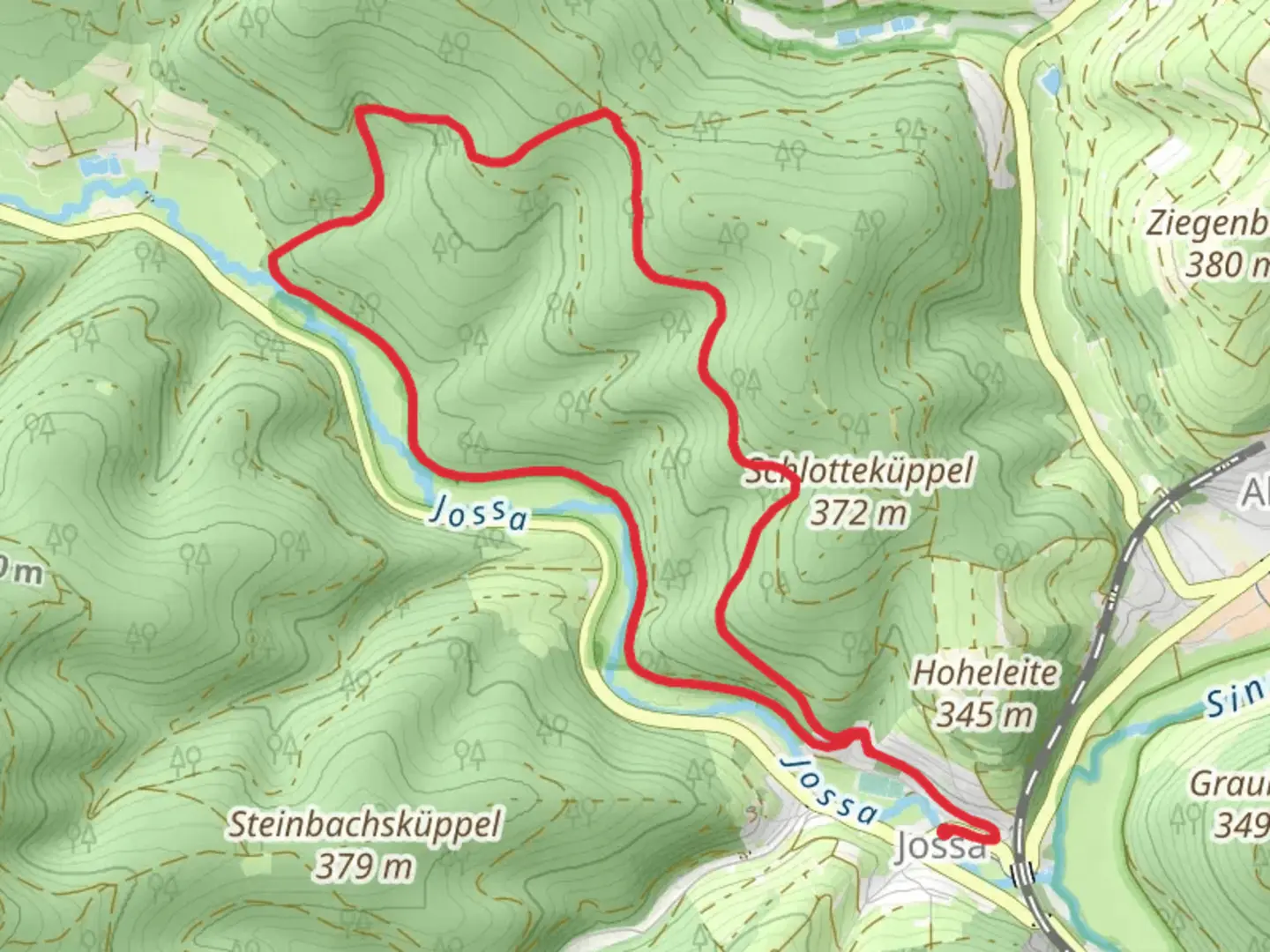 An image depicting the trail Jossa - Rundwanderweg Geweih and its surrounding area.