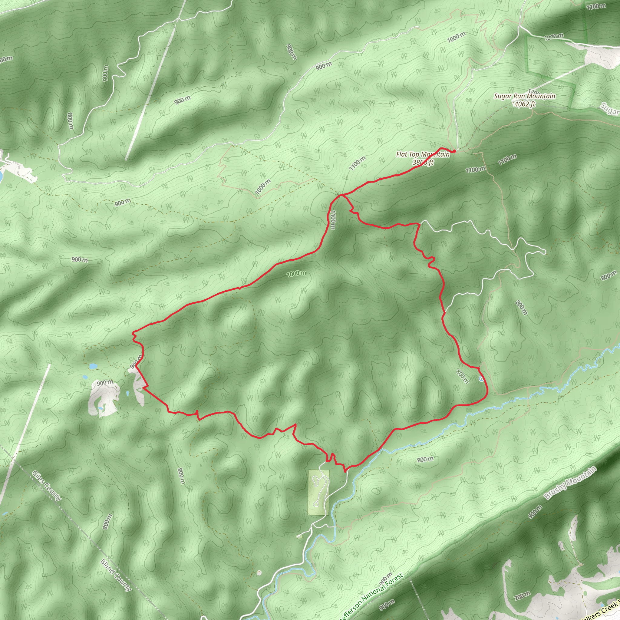 Big Horse Gap - Flat Top Mountain Loop mobile static map