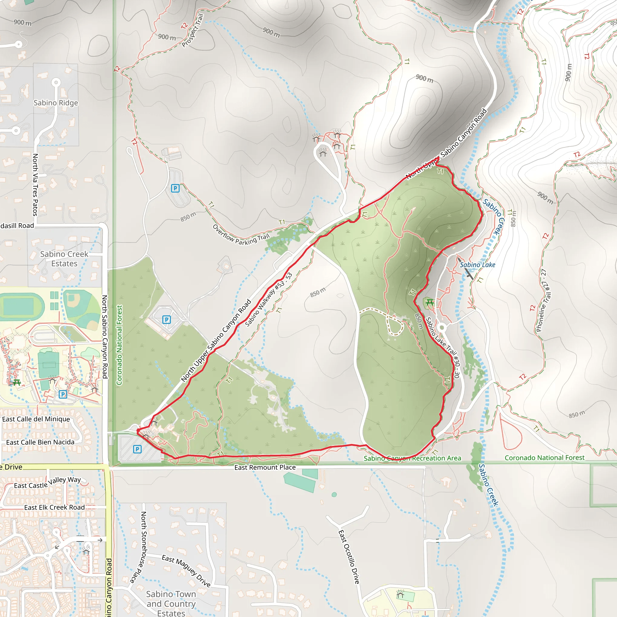 Sabino Lake Loop Trail mobile static map