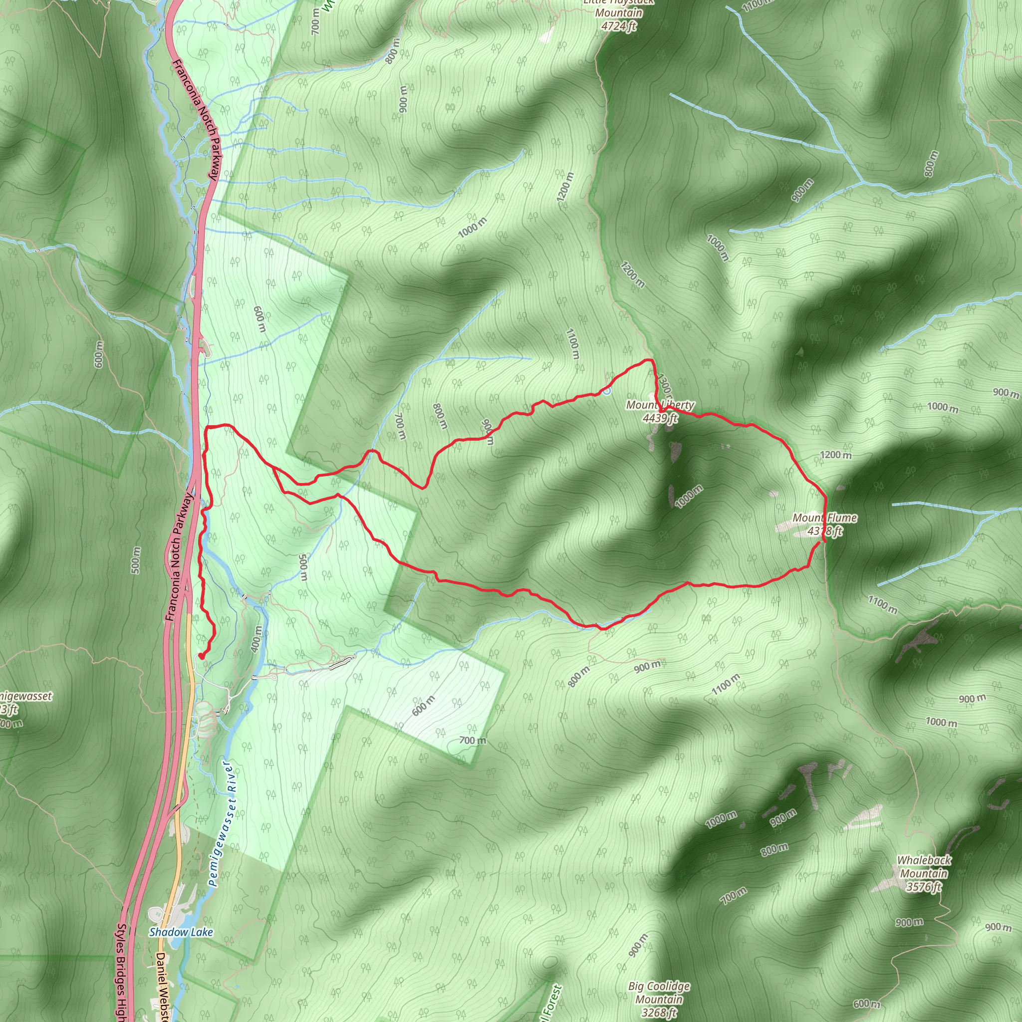 Mount Flume Loop mobile static map