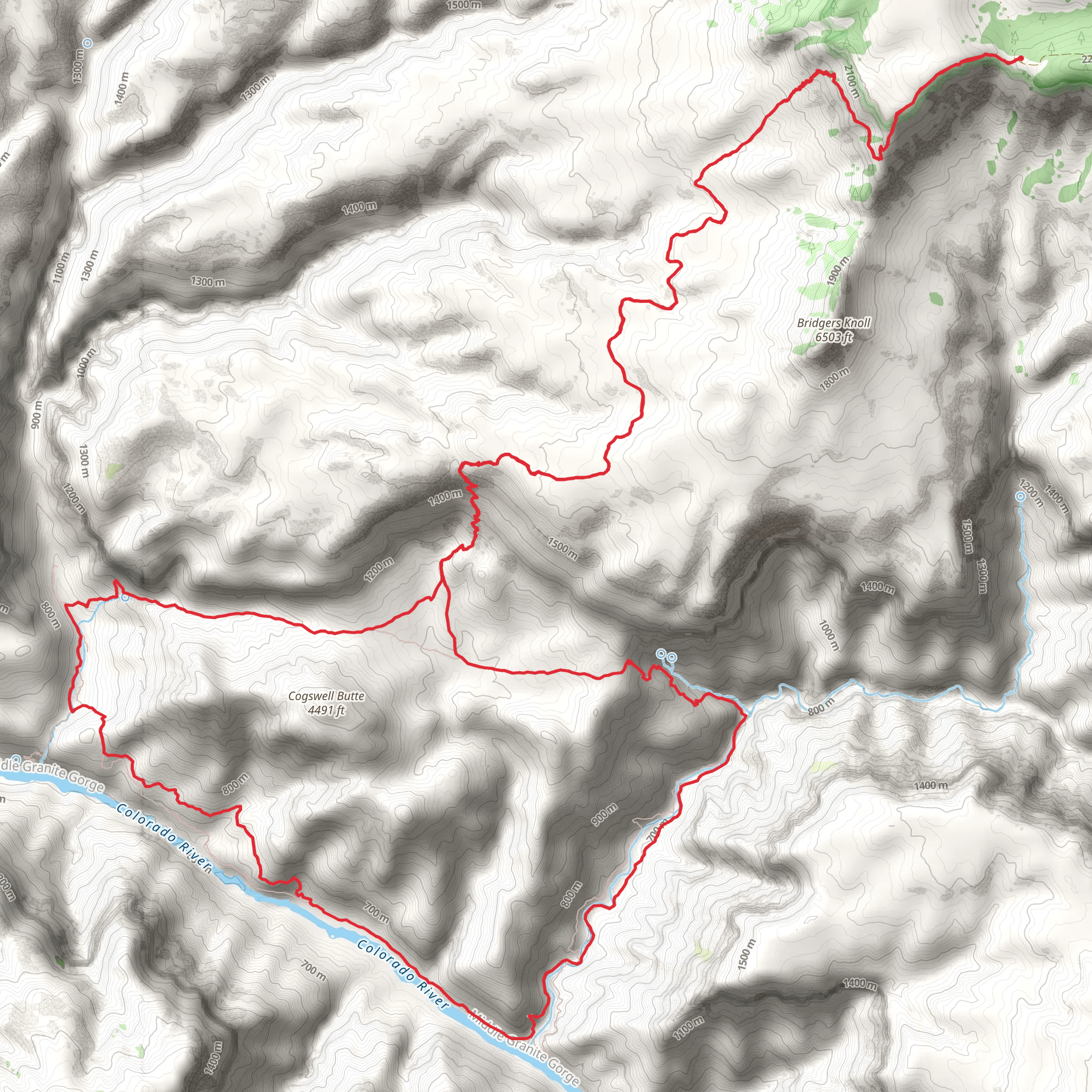 Bill Hall, Tapeats Creek and Deer Creek Loop Trail mobile static map