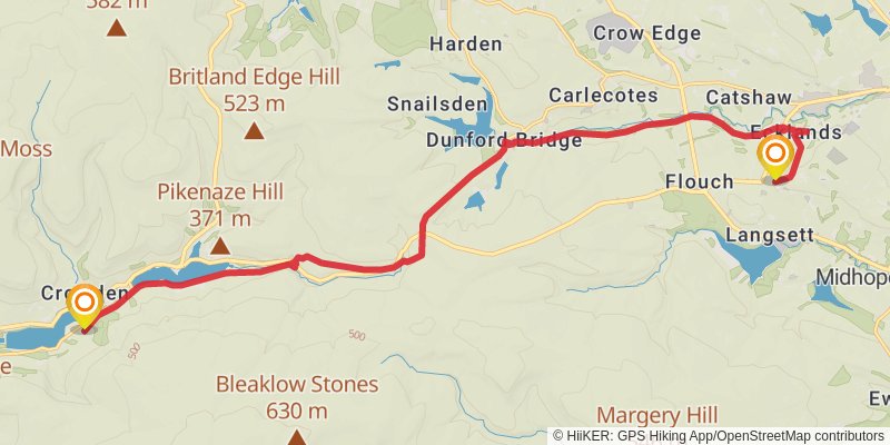 Kinder Loop from Ladybower Reservoir stage 2 Map