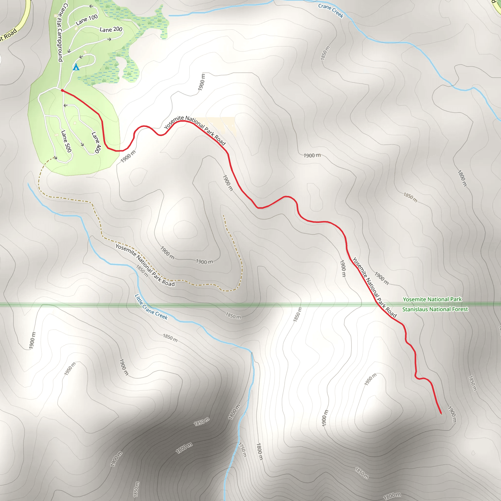 Yosemite National Park Road mobile static map