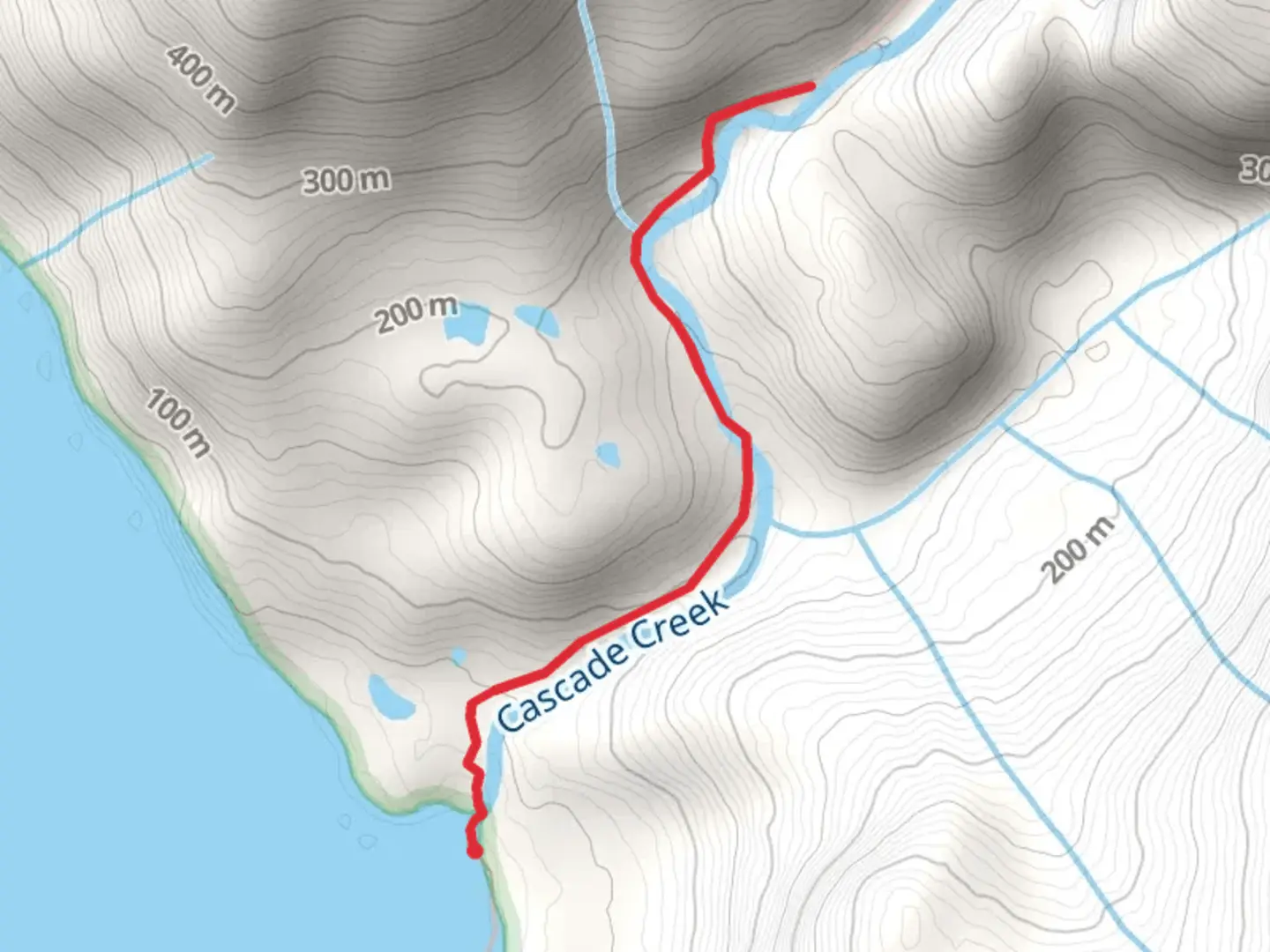 An image depicting the trail Cascade Creek Out and Back and its surrounding area.