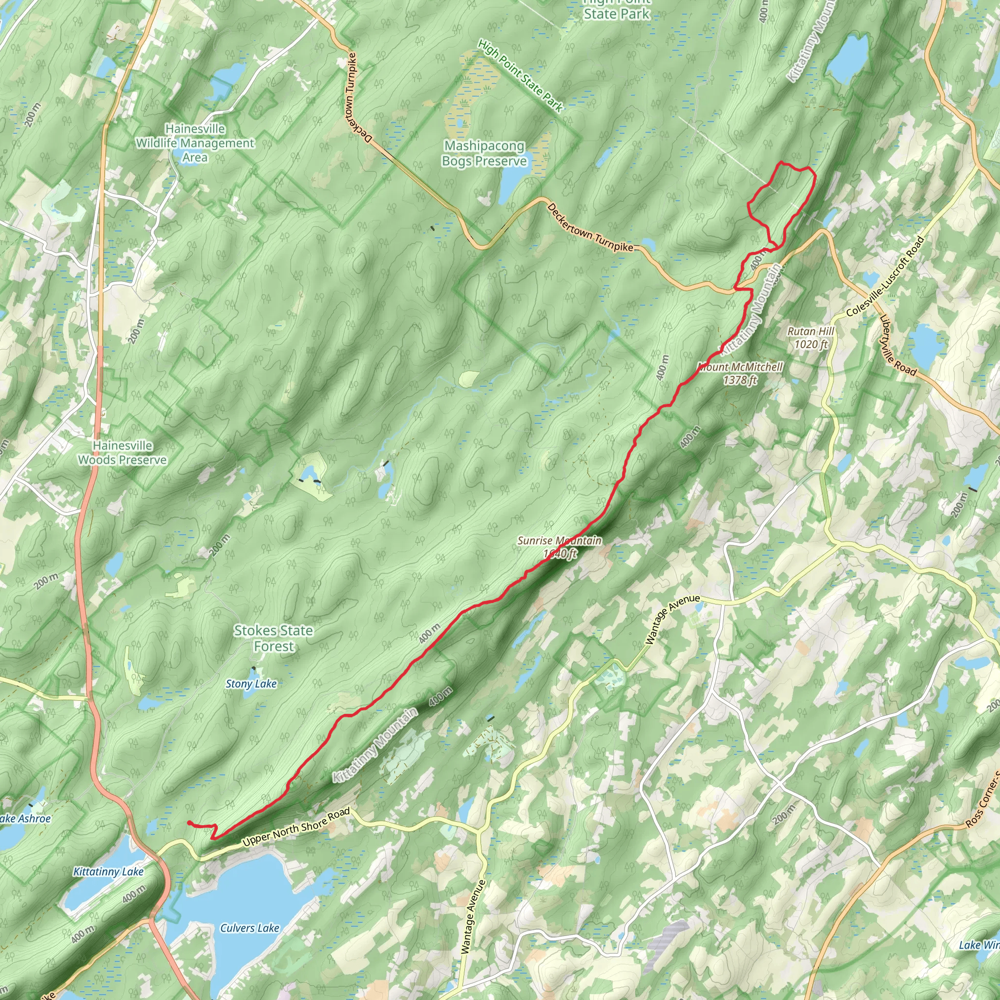 Sunrise Mountain, Iris Trail via Appalachian Trail mobile static map