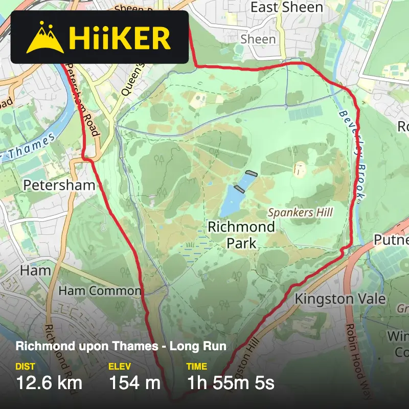 A map preview of the recording Richmond upon Thames - Long Run.