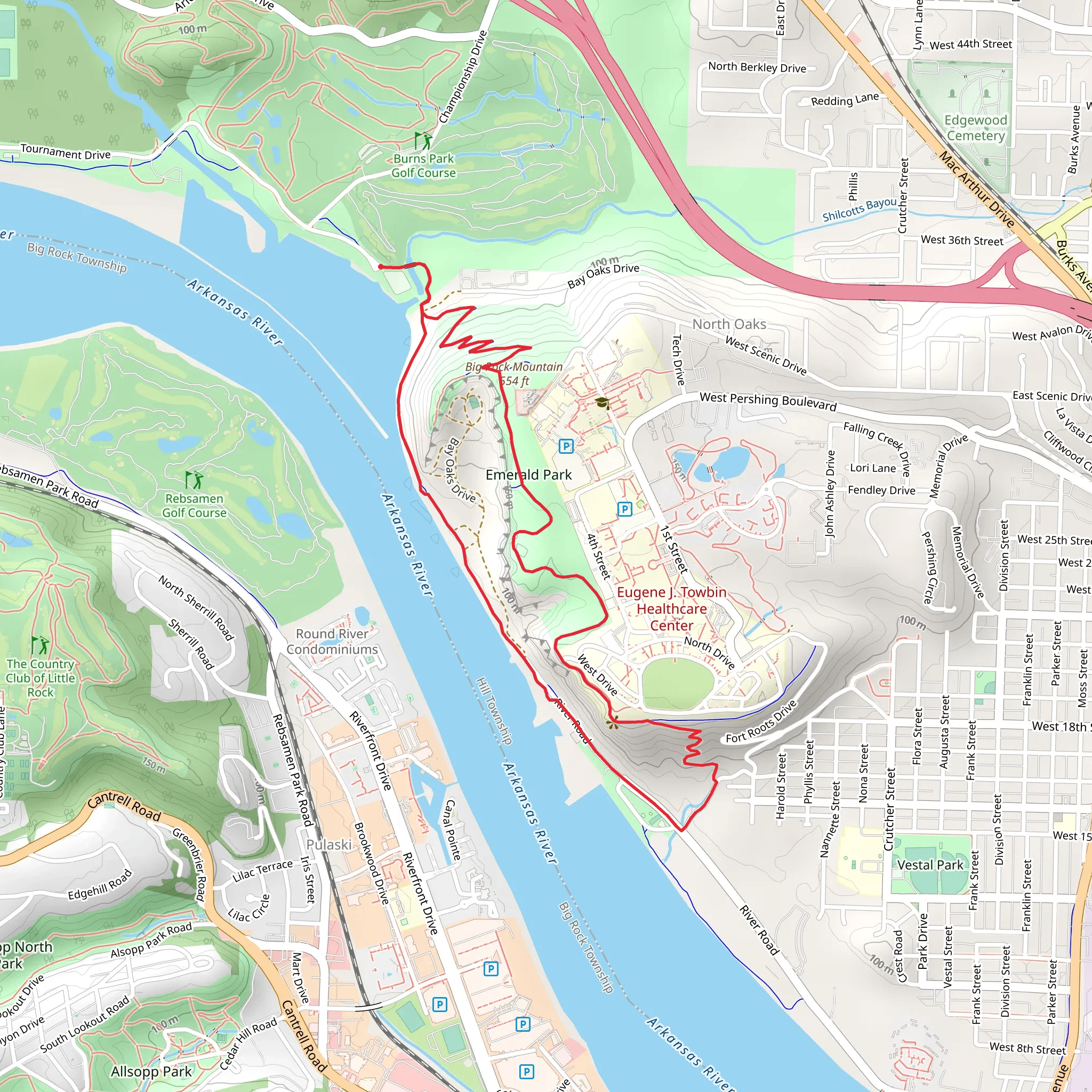 Emerald Park, Highland and Arkansas River Loop Trail mobile static map