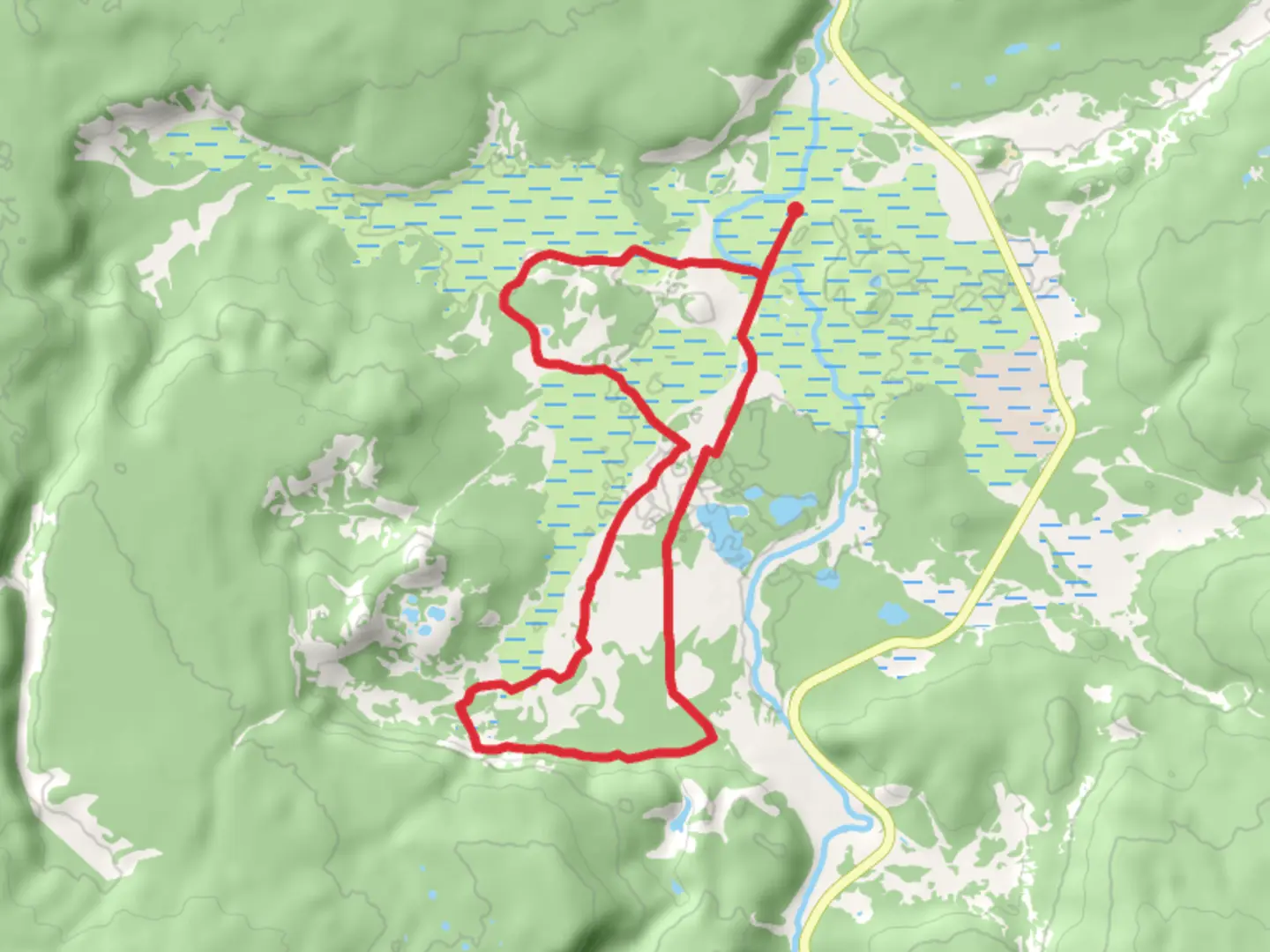 An image depicting the trail Sentinel Meadows Trail and Fairy Falls Trail and its surrounding area.