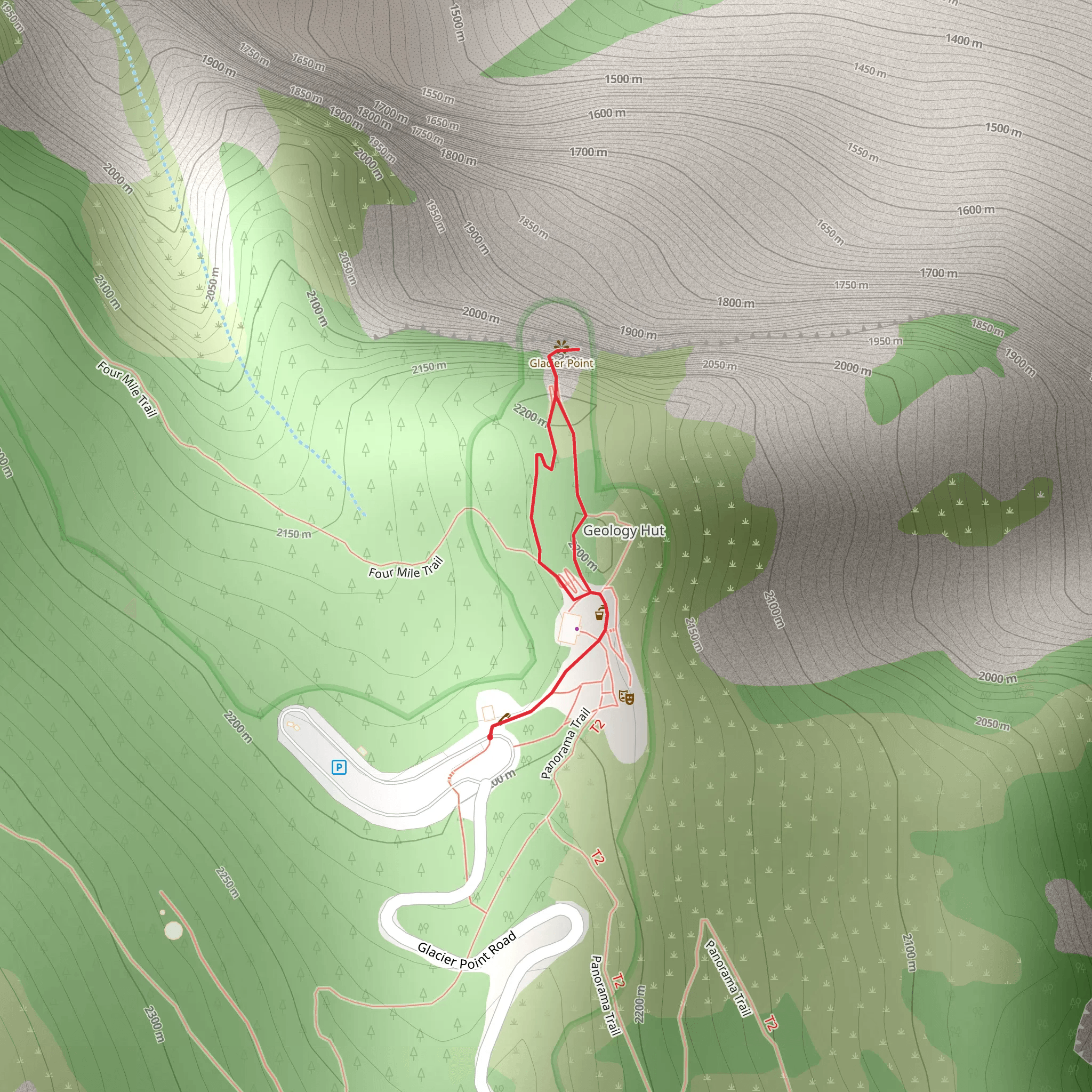 Glacier Point via Four Mile Trail mobile static map