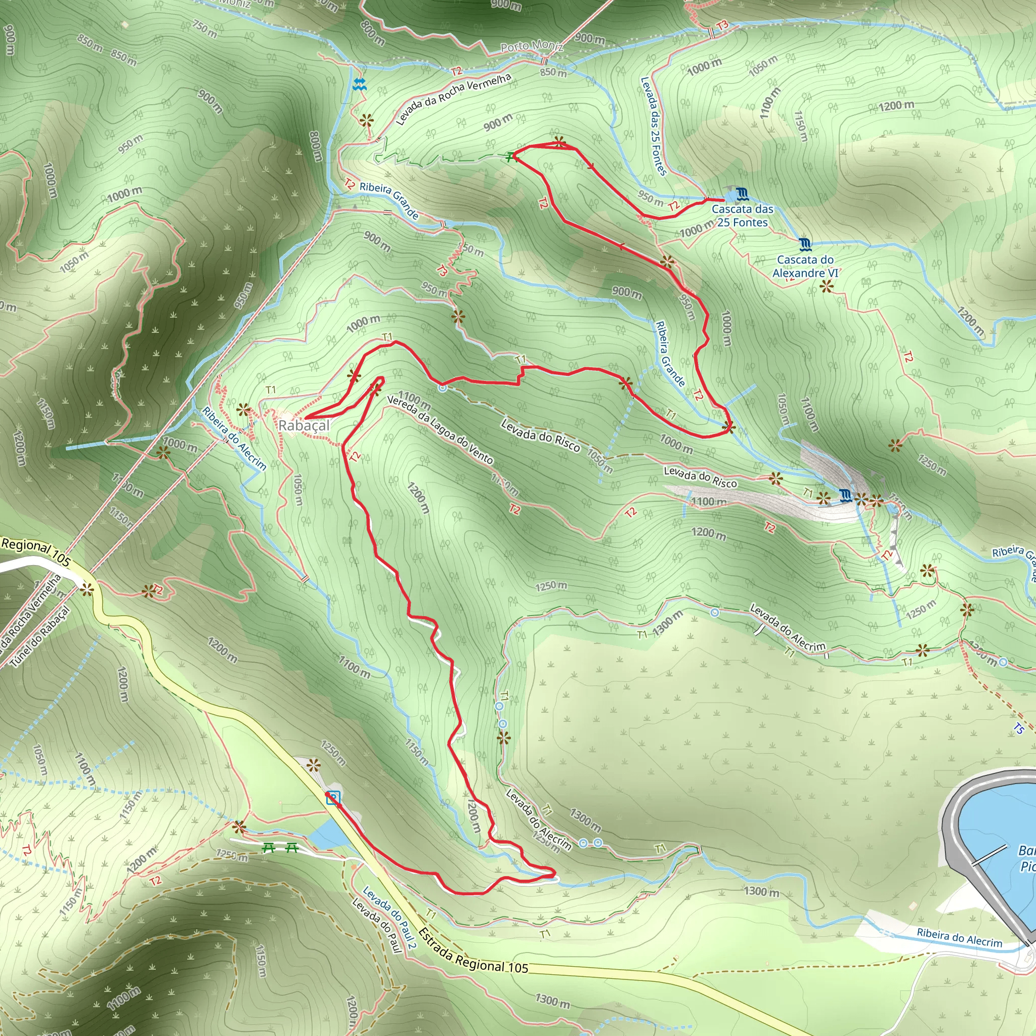 25 Fontes and Risco Waterfalls Walk mobile static map