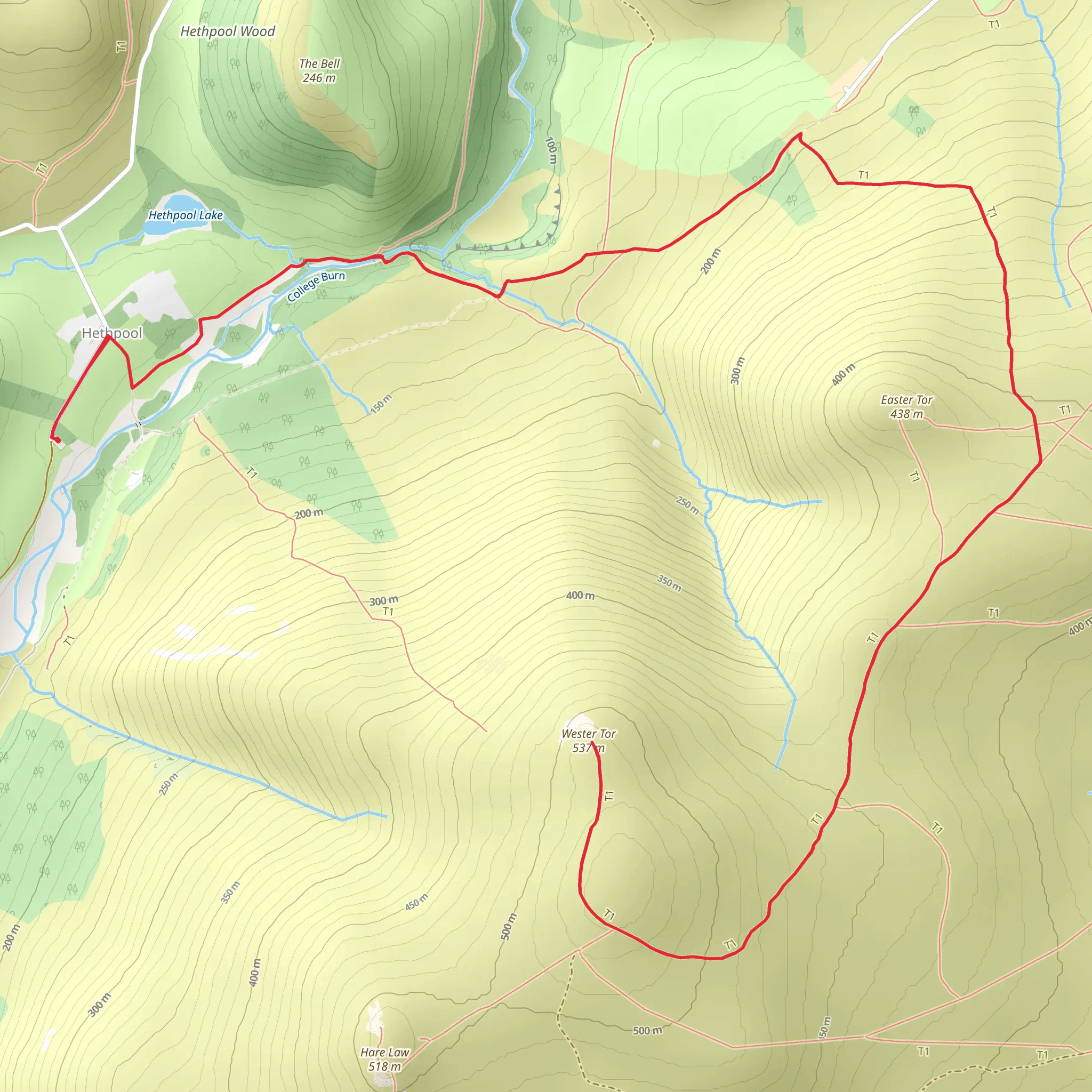 Wester Tor from Hethpool mobile static map
