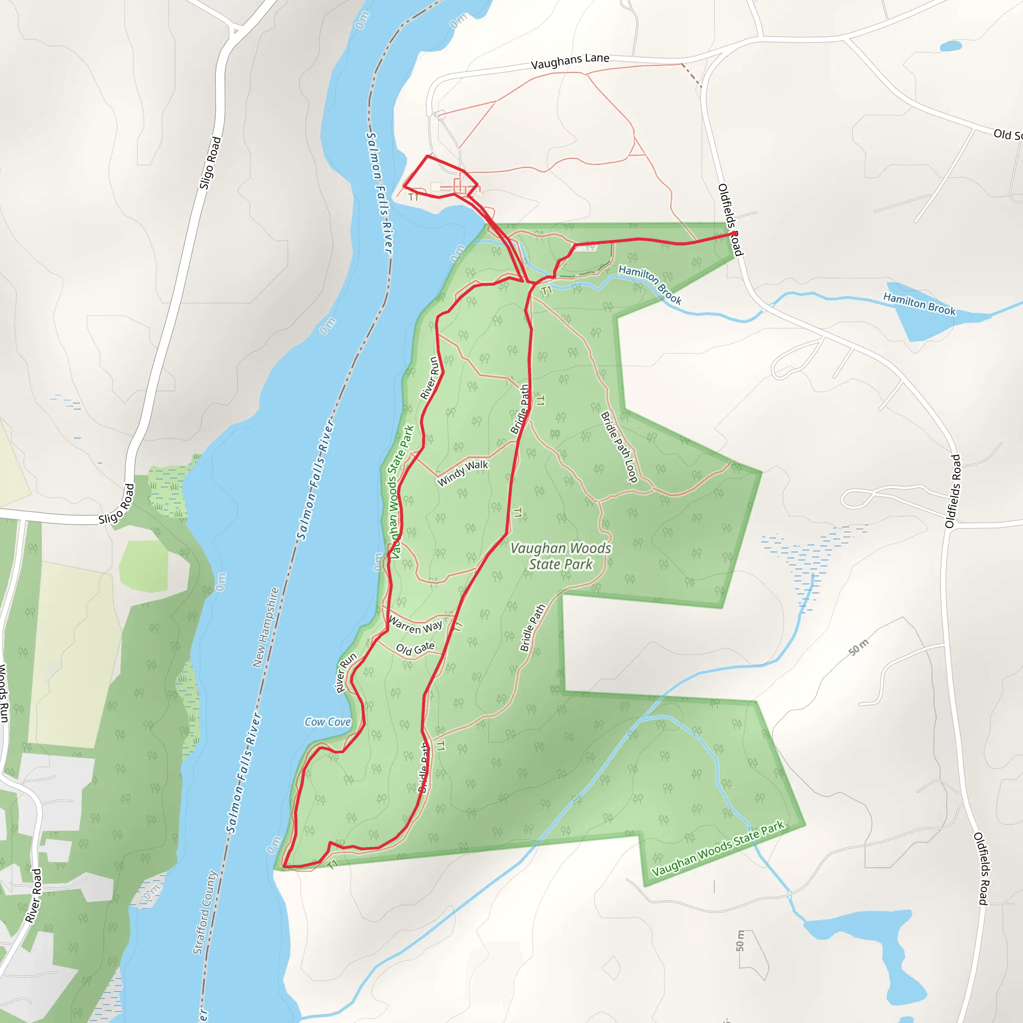 Vaughan Woods State Park Loop mobile static map