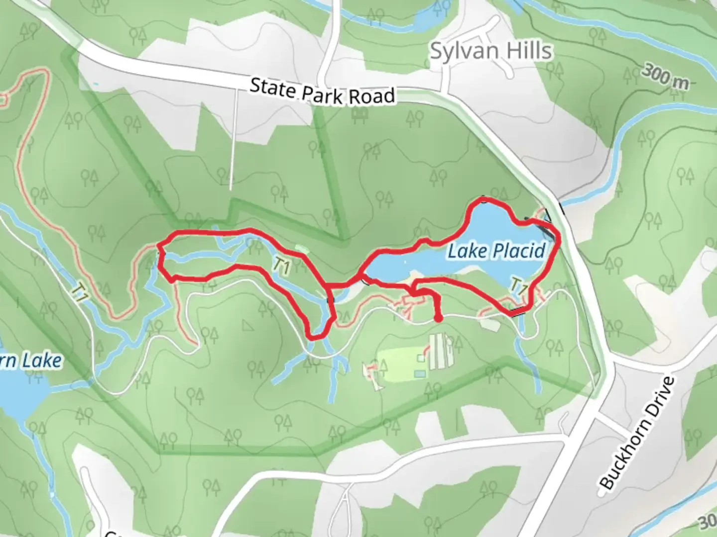 An image depicting the trail Lake Placid and Turtle Loop Trail and its surrounding area.