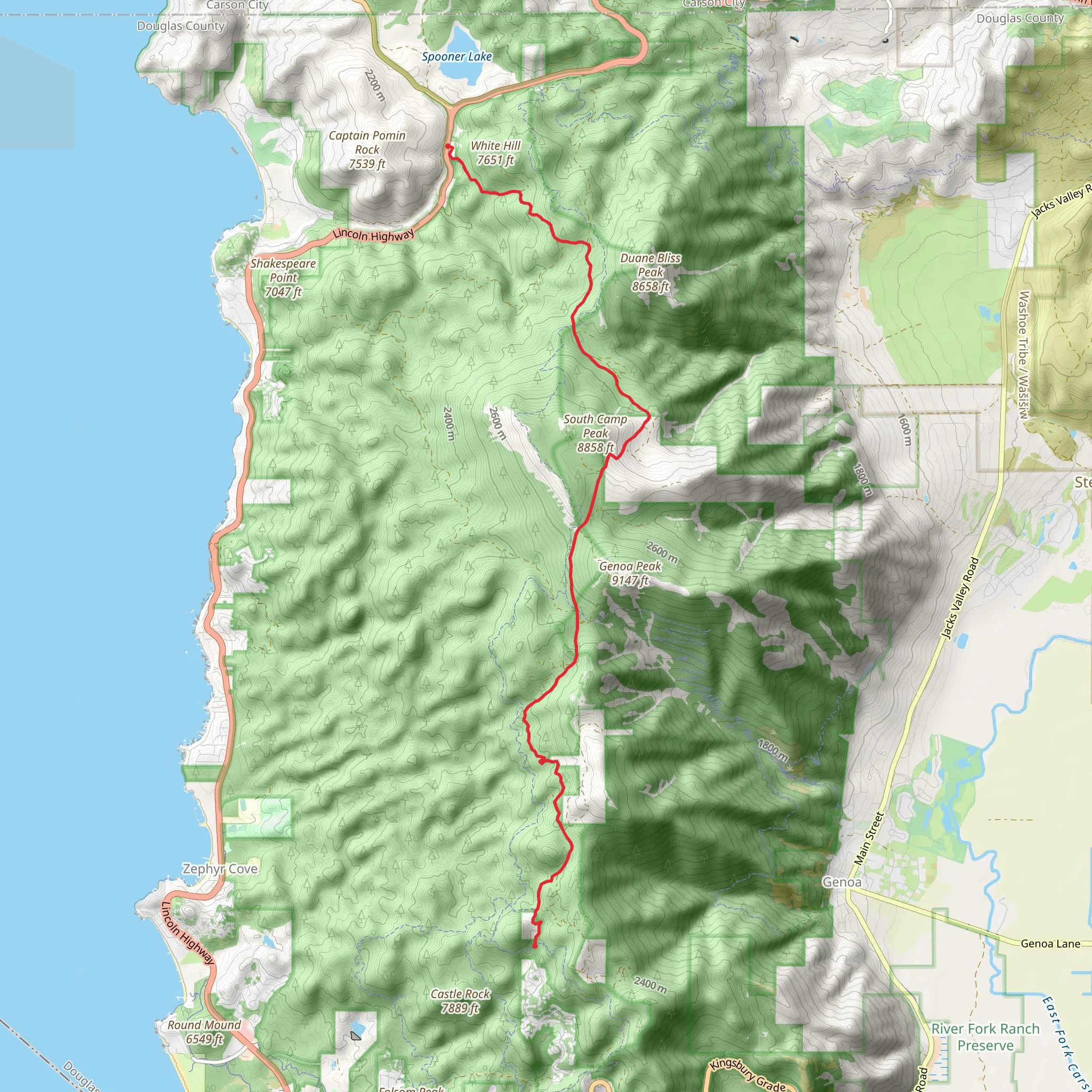 Genoa Peak Road mobile static map