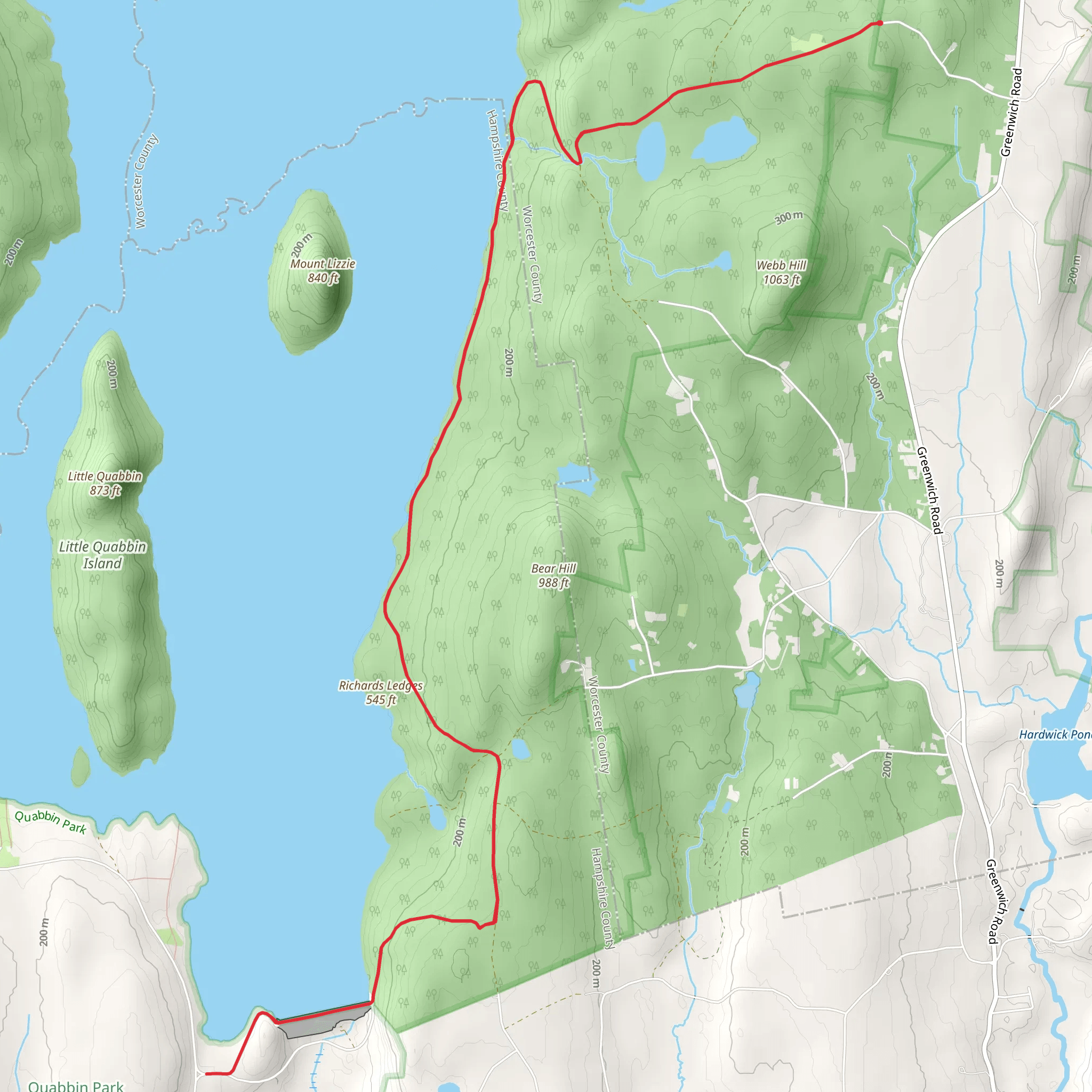 Richards Ledges Trail mobile static map