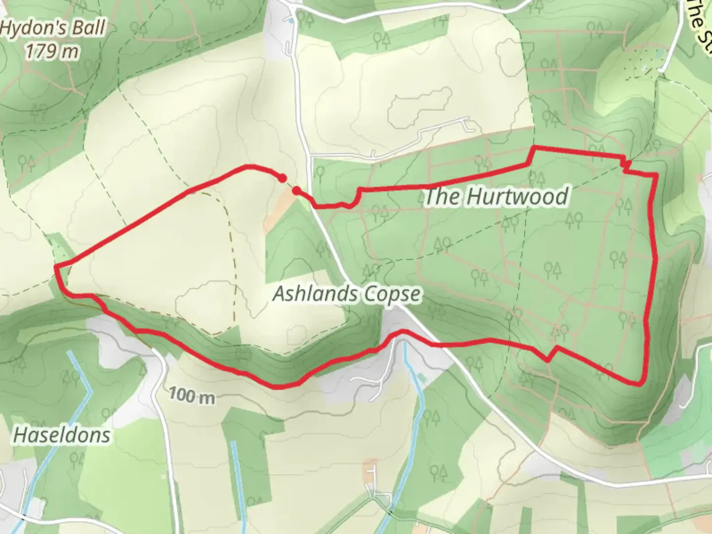 An image depicting the trail The Hurtwood and Ashlands Copse Loop and its surrounding area.