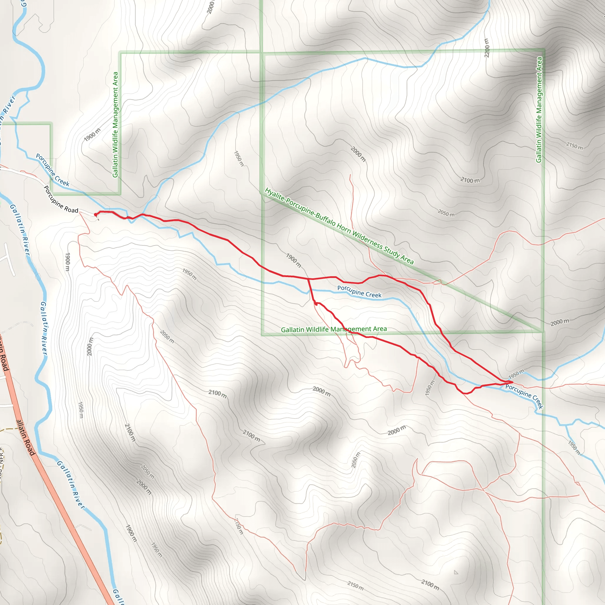 Porcupine Creek from Porcupine Road mobile static map